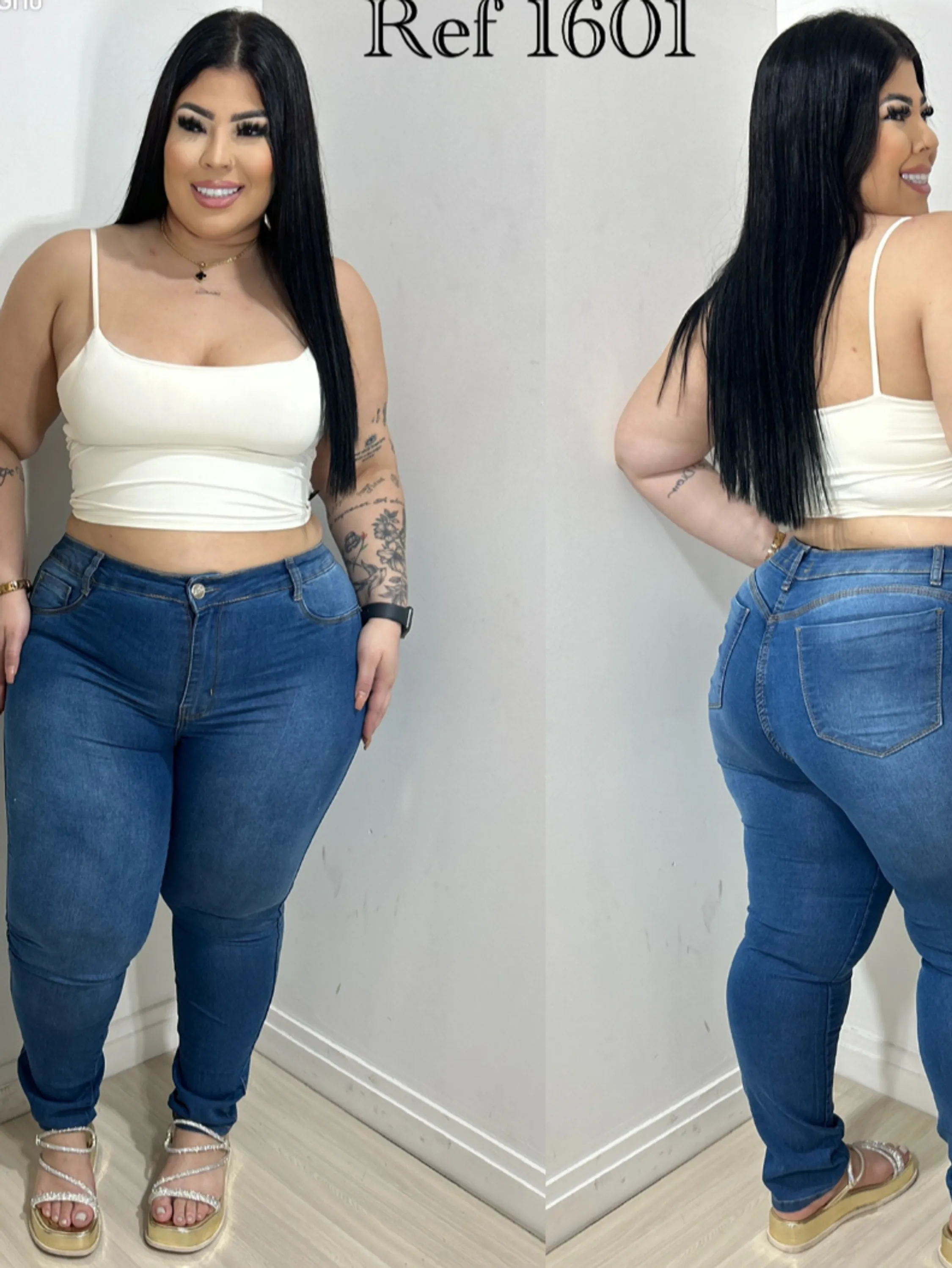 Calça Jeans Plus Size Feminina modelo skinny com elastano modelo exclusivo power do 46 ao 54 direto da fábrica.