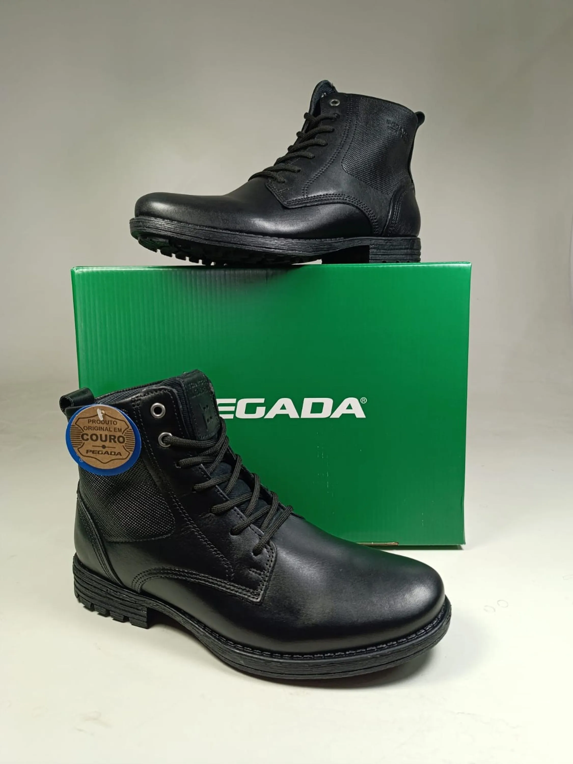 Bota coturno masculino de couro legítimo