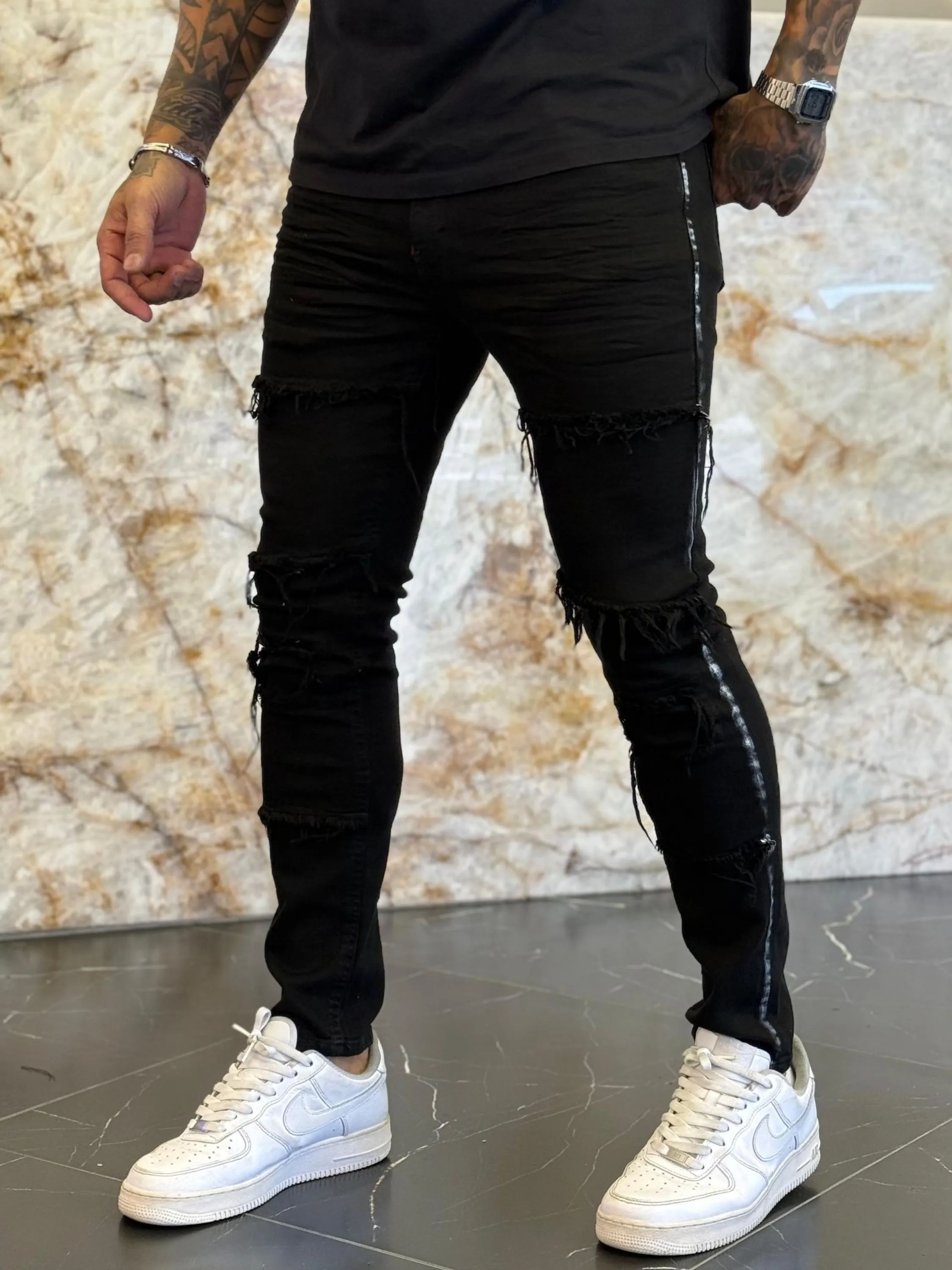 calça jeans preta skinny masculina