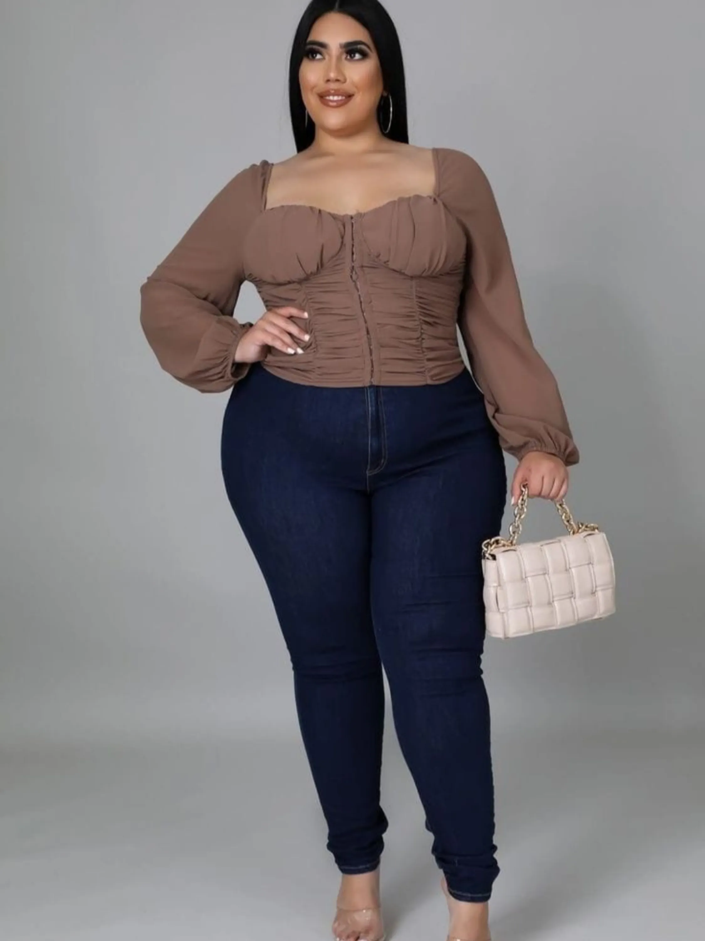 Calça Jeans Plus Size Feminina modelo skinny com elastano modelo exclusivo power do 48 ao 54 direto da fábrica.