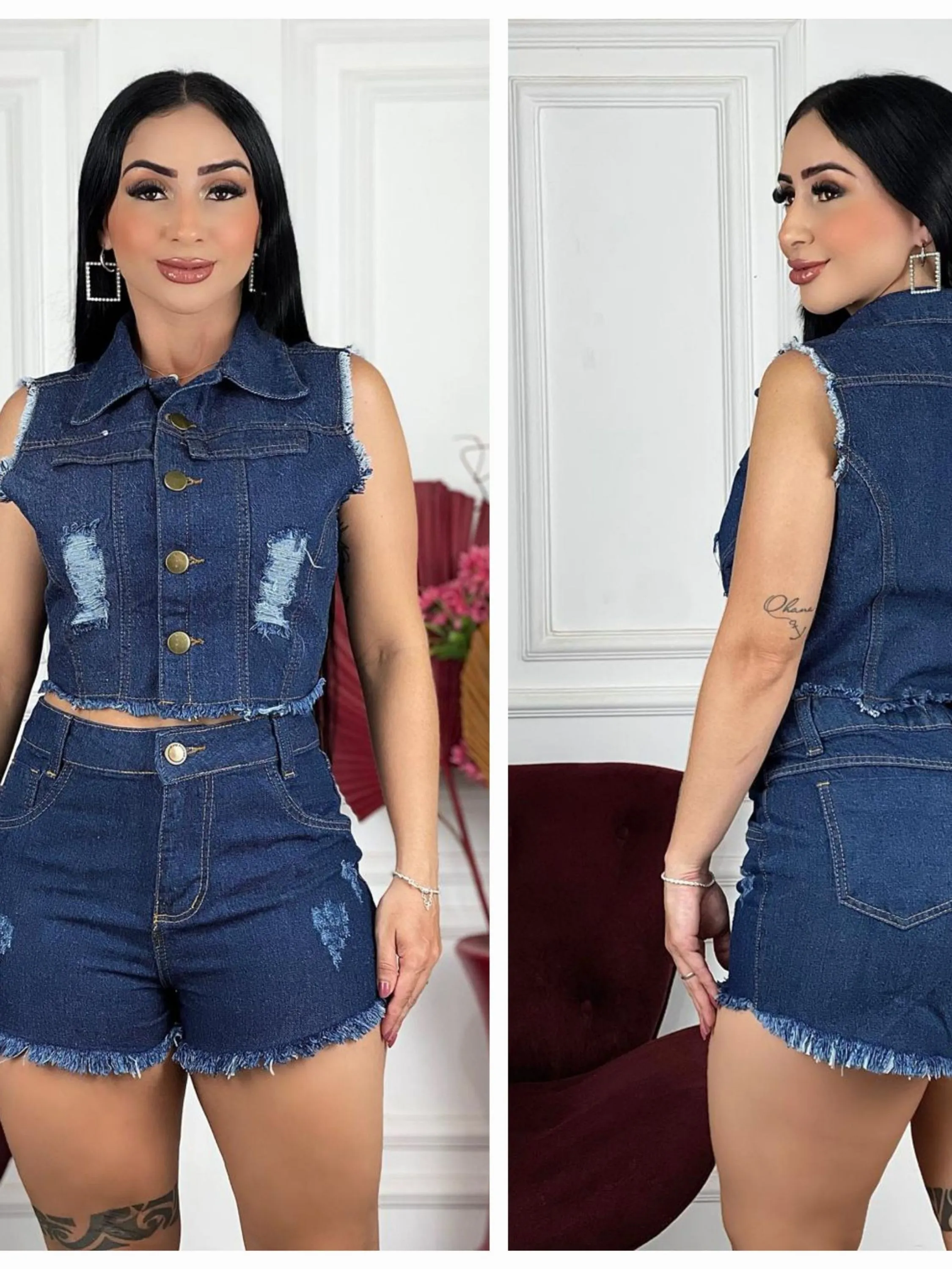 Colete jeans azul