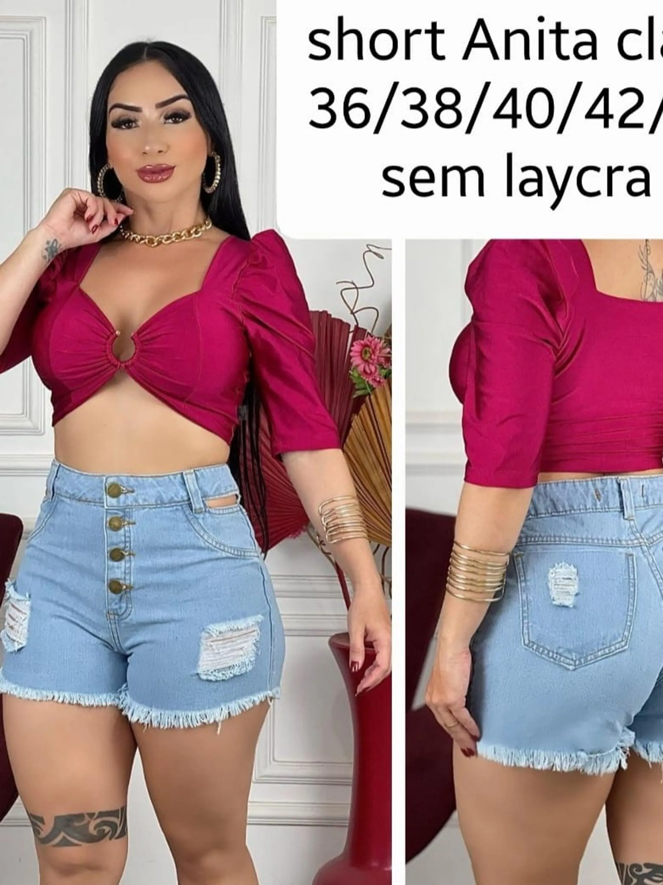 Short vazado claro