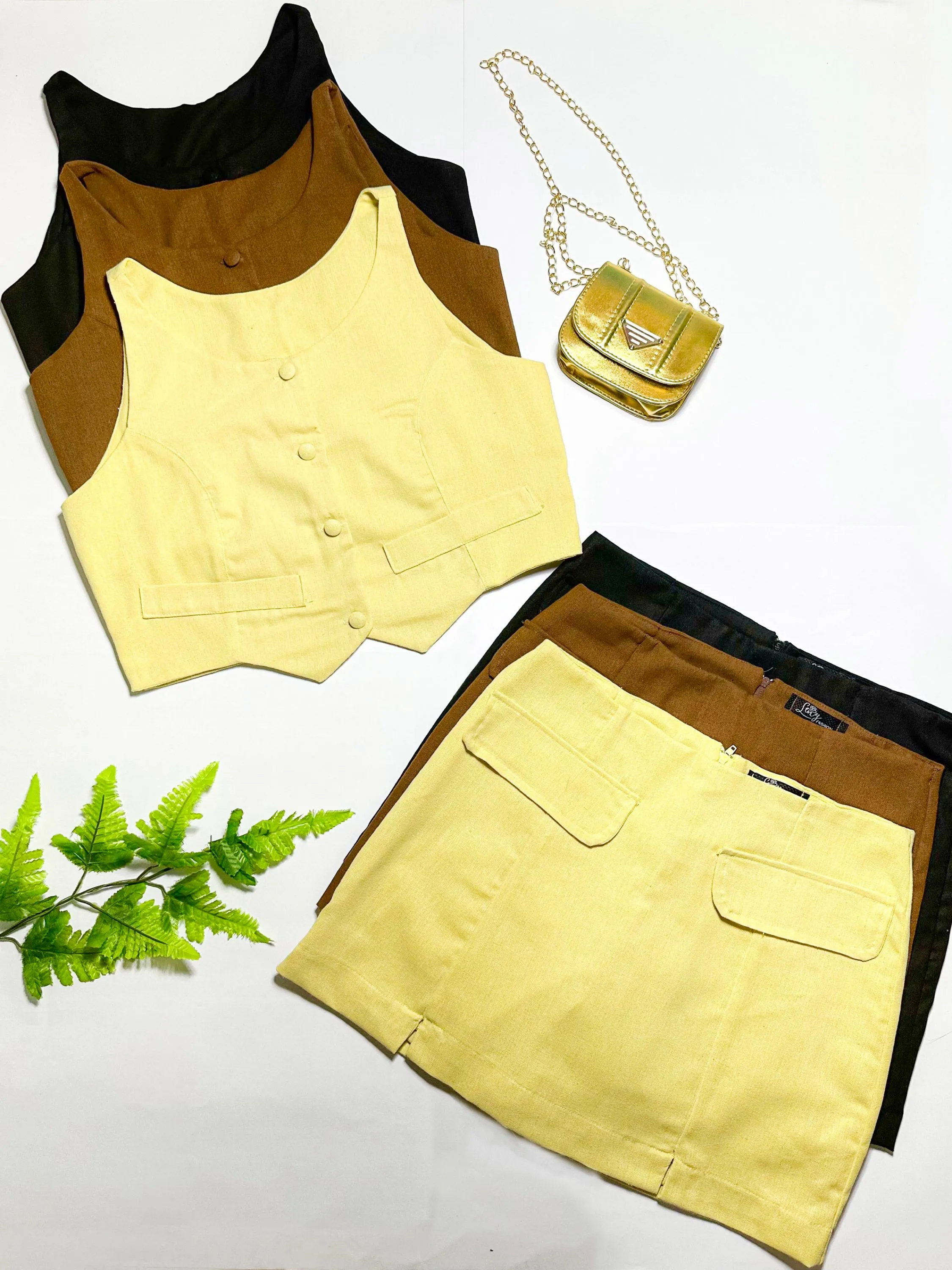 Conjunto de Short Saia em Linho Super Confortável e Elegante