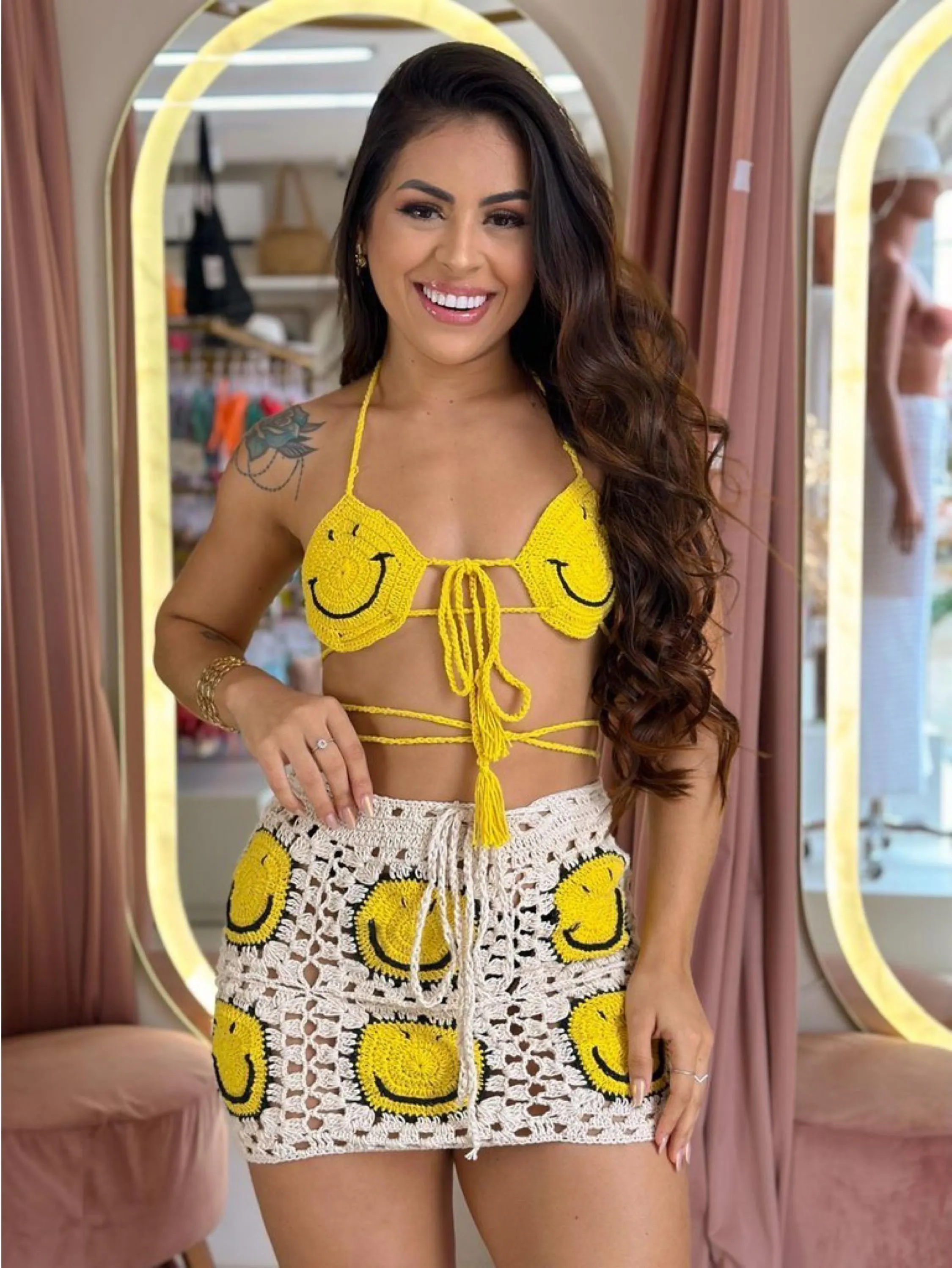 Conjunto Top+Saia Feminino Saída Moda Verão 2025 Anitta