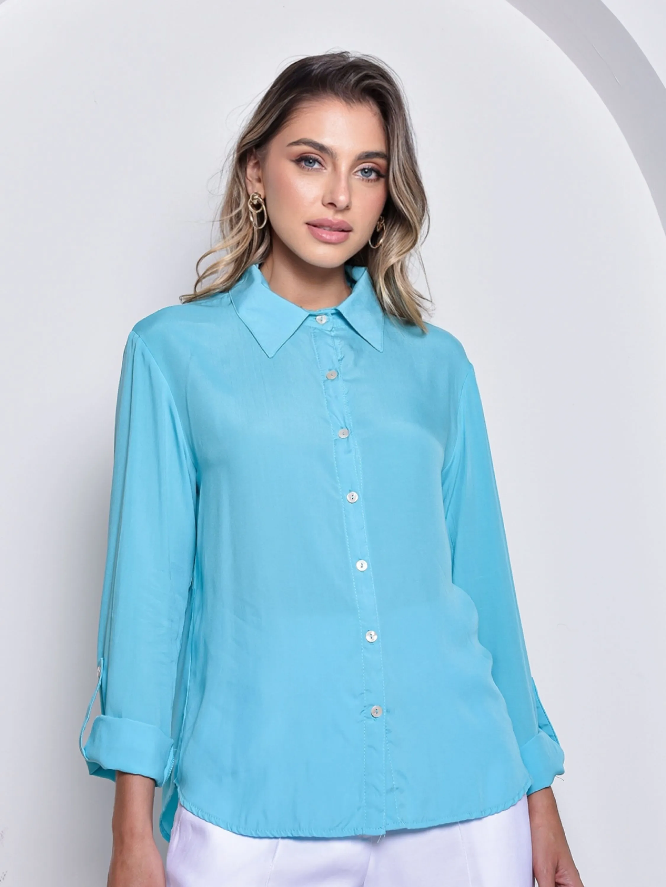 Camisa Cenarium Viscose Azul Celeste