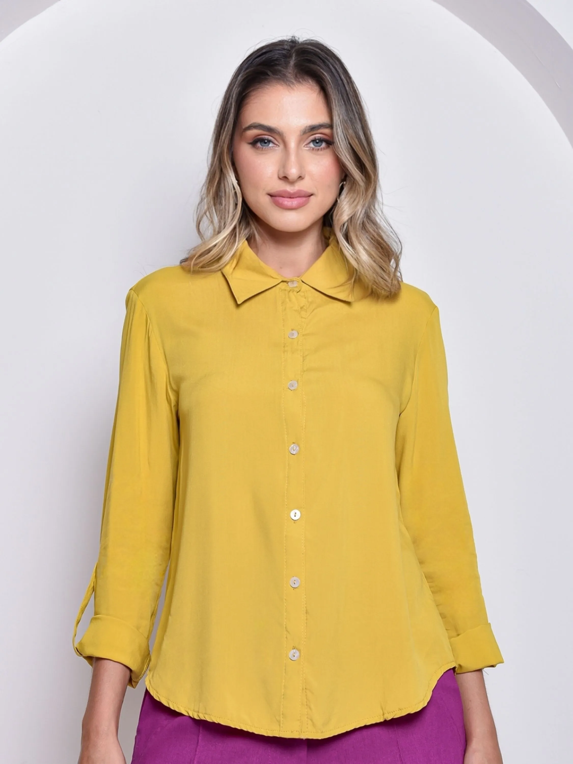 Camisa Cenarium Viscose Amarelo Lima