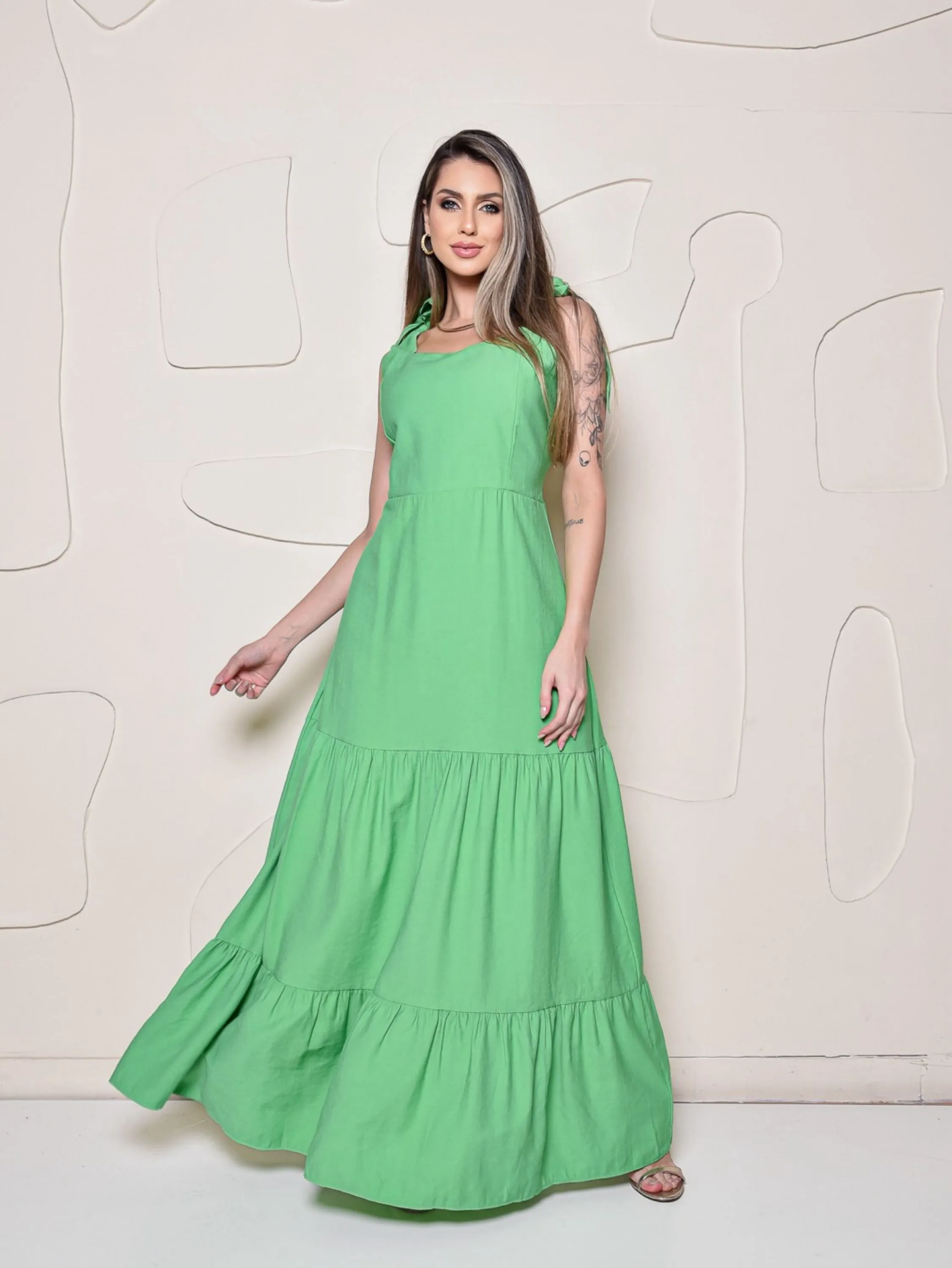 Vestido Cenarium Alça Verde Lima