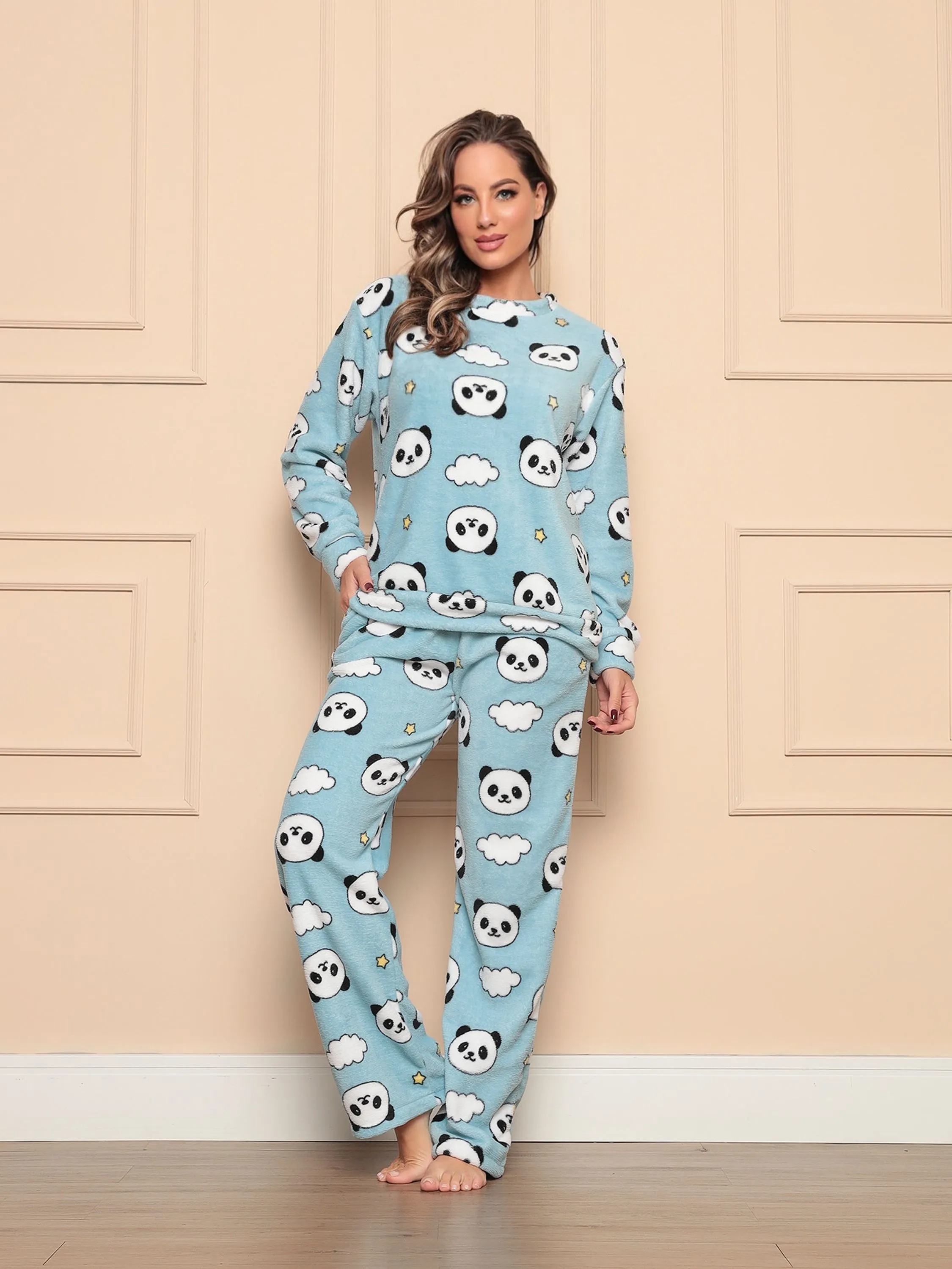 Seeri - Pijama Panda Feminino de Inverno - Com Bolso - Novidade - Lançamento