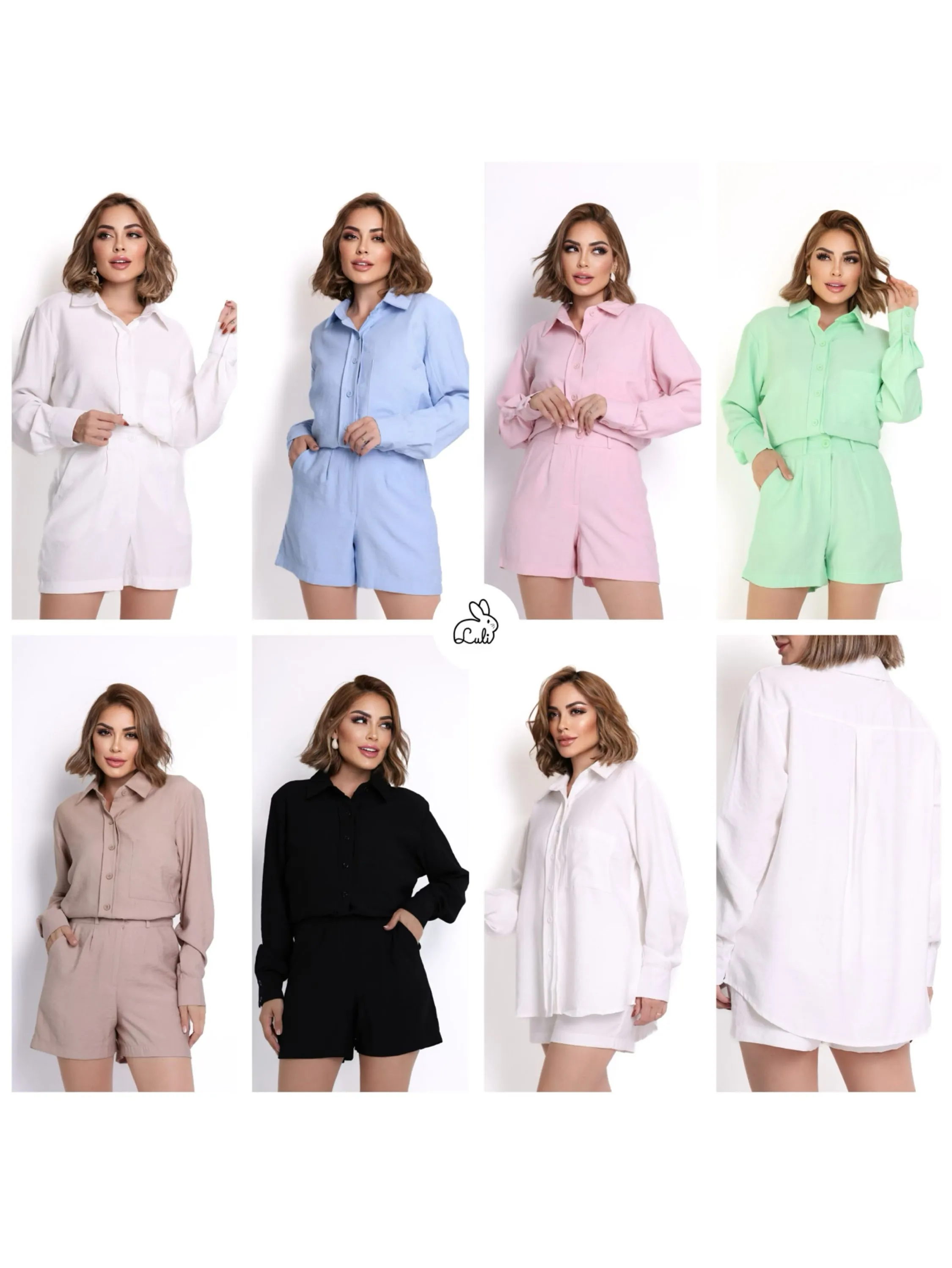 Conjunto Feminino Camisa e short tecido marrant