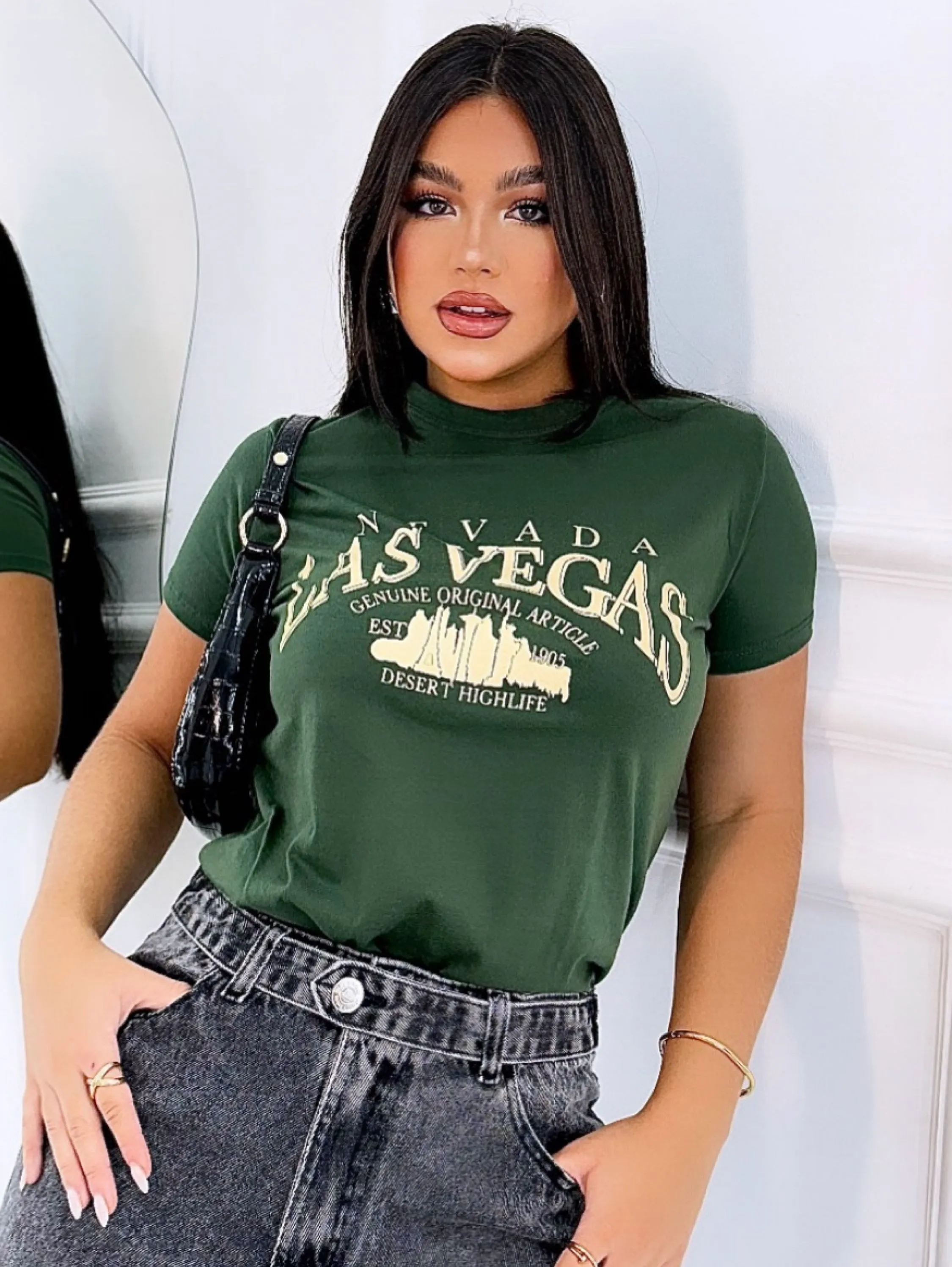 Blusa T-shirt Camiseta Feminina Tecido Viscolycra Estampa Las Vegas