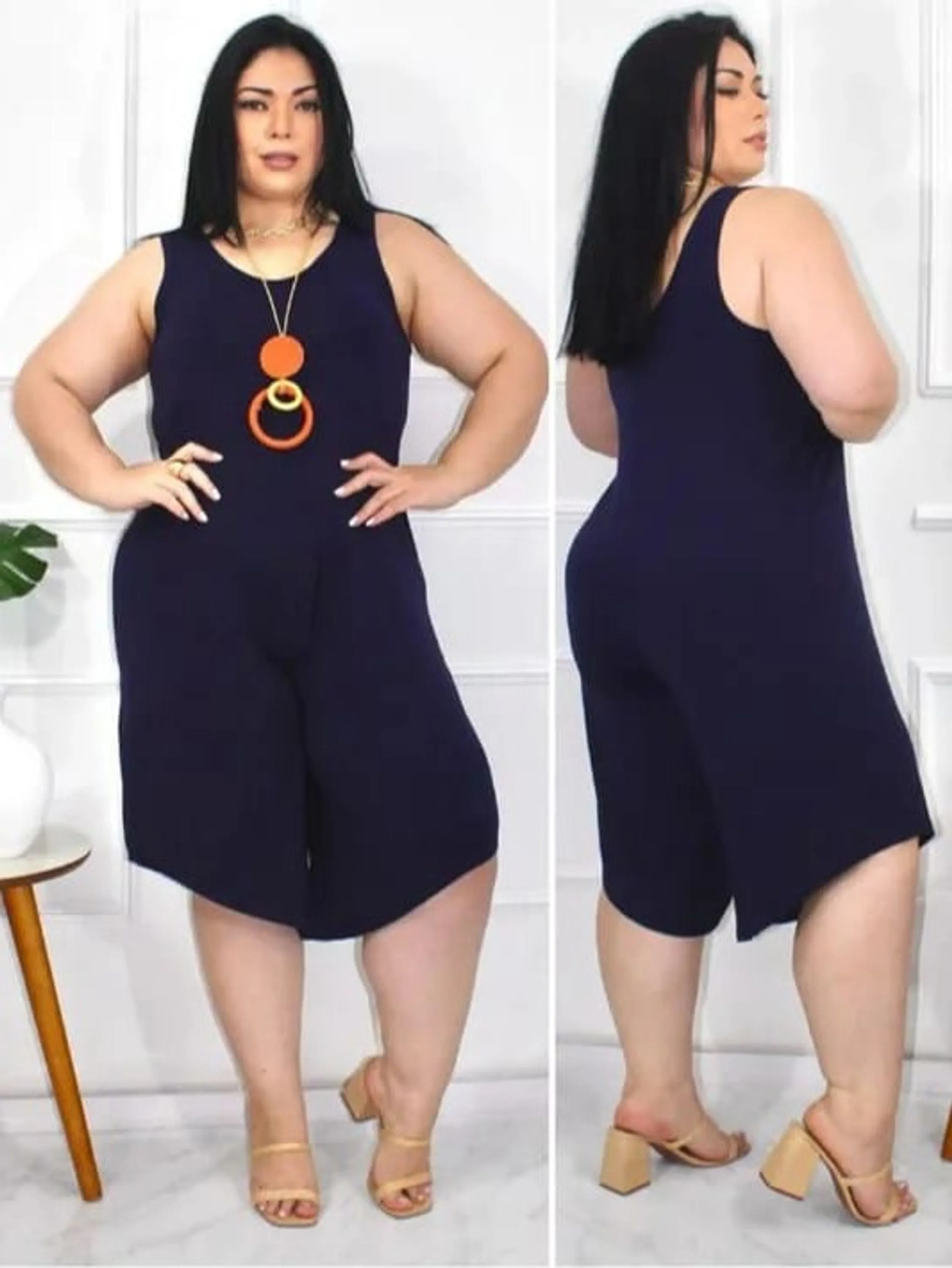 Macacão Plus Size Pantacourt Viscolycra ⭐