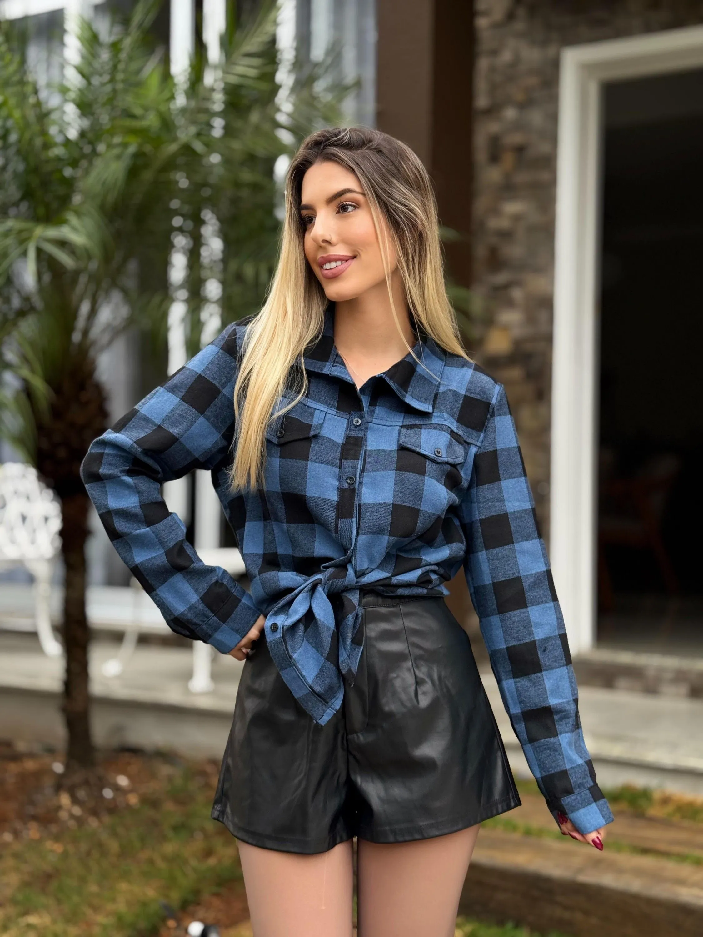 Camisa Feminina Xadrez Gola Flanelada ⭐⭐