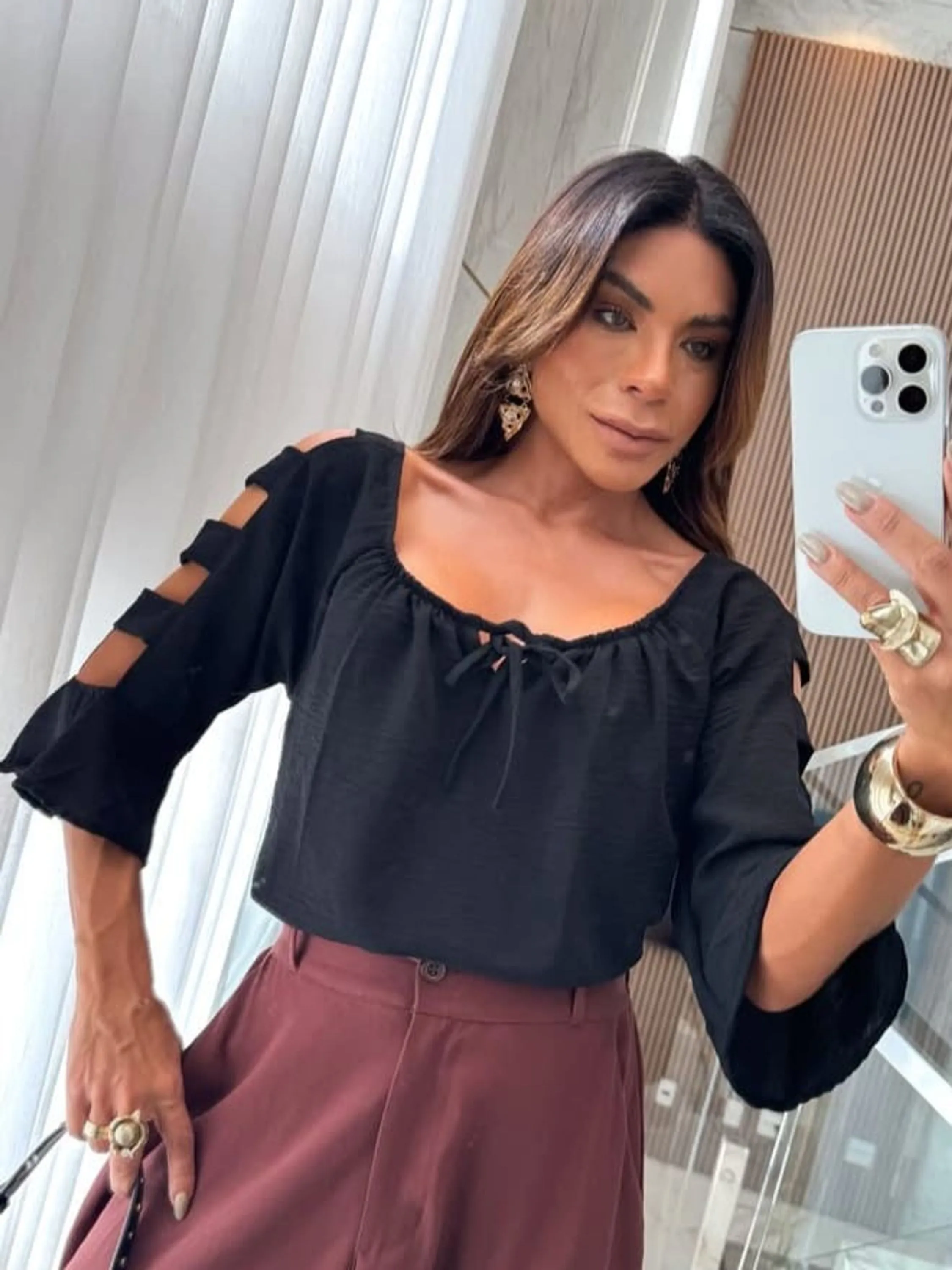 Blusa Feminina Manga 3/4 ⭐