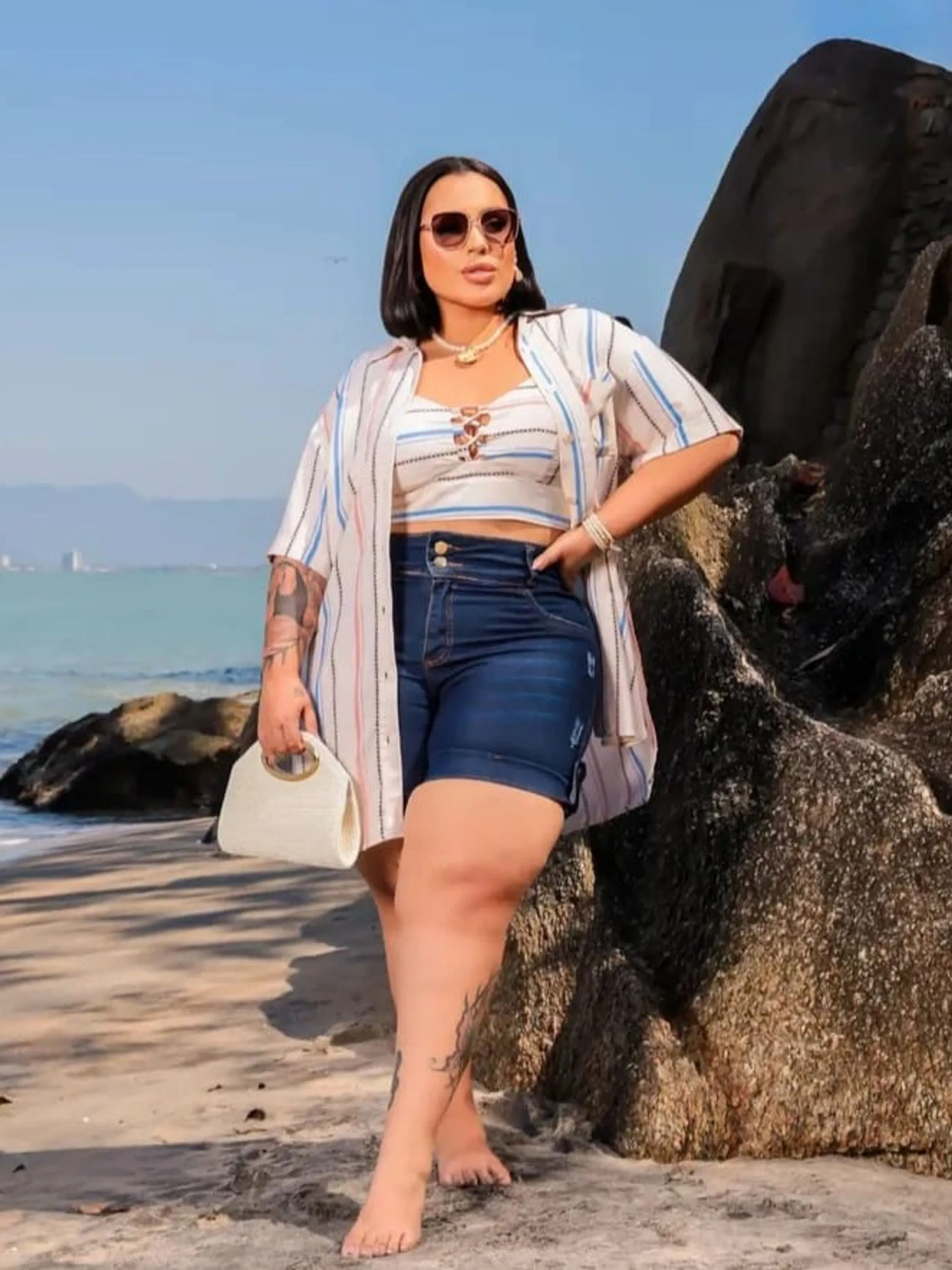 Camisa Feminina Plus Size + Cropped ⭐