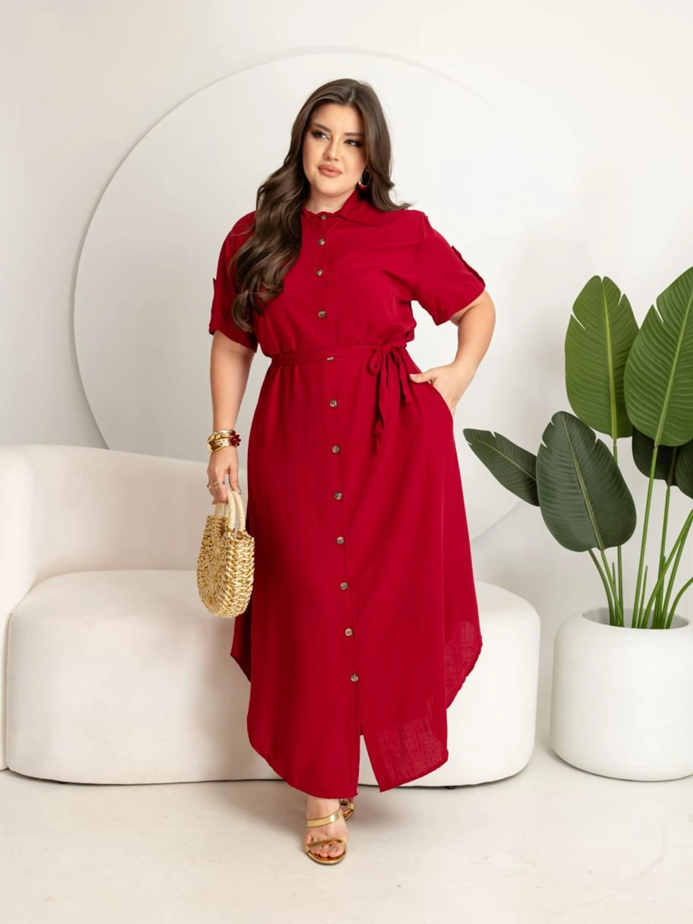 Vestido Feminino Chemise Longo Viscolinho ⭐