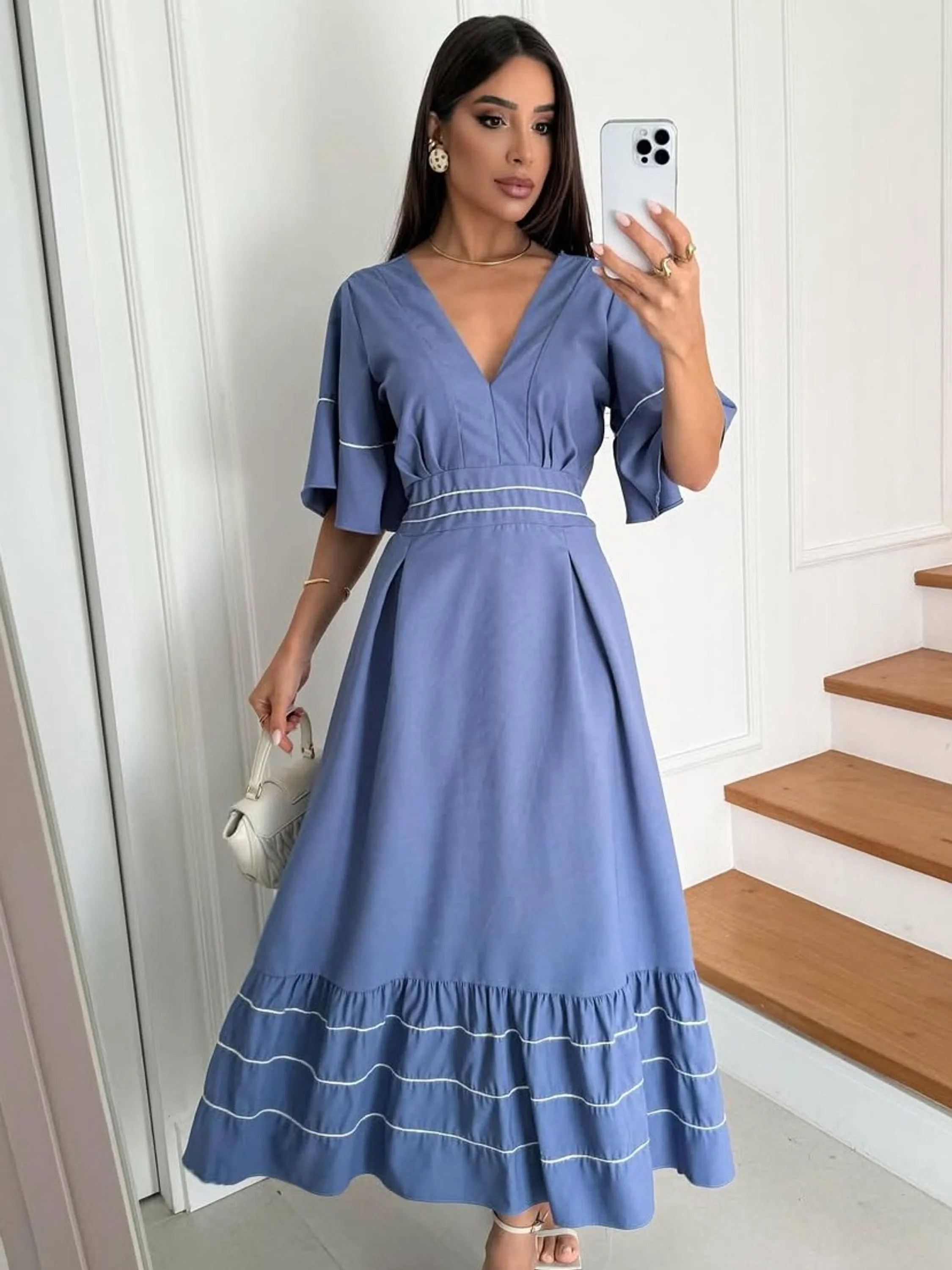 Vestido Feminino Longo Alfaiataria ⭐
