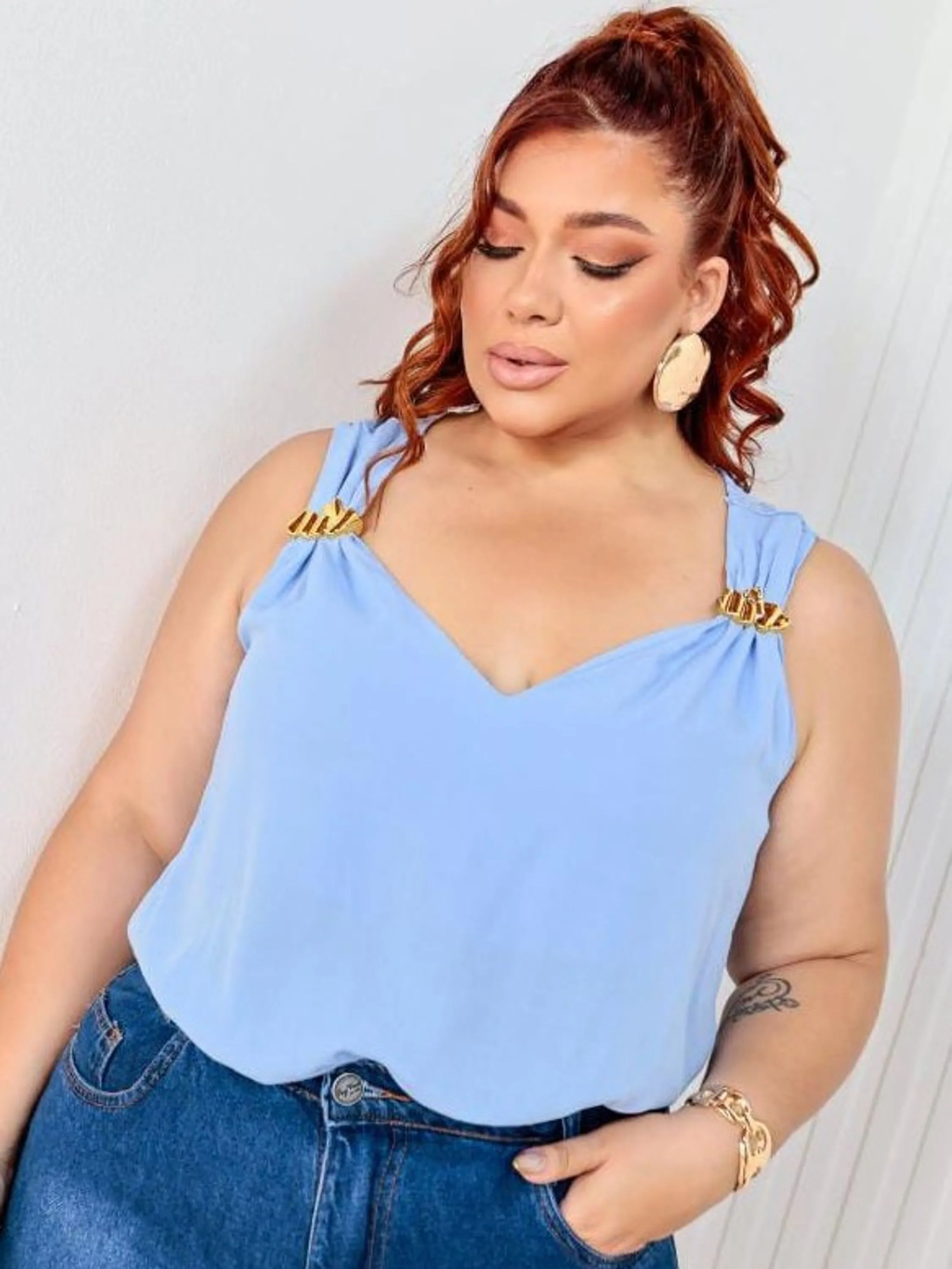 Regata Feminina Plus Size Viscolinho ⭐