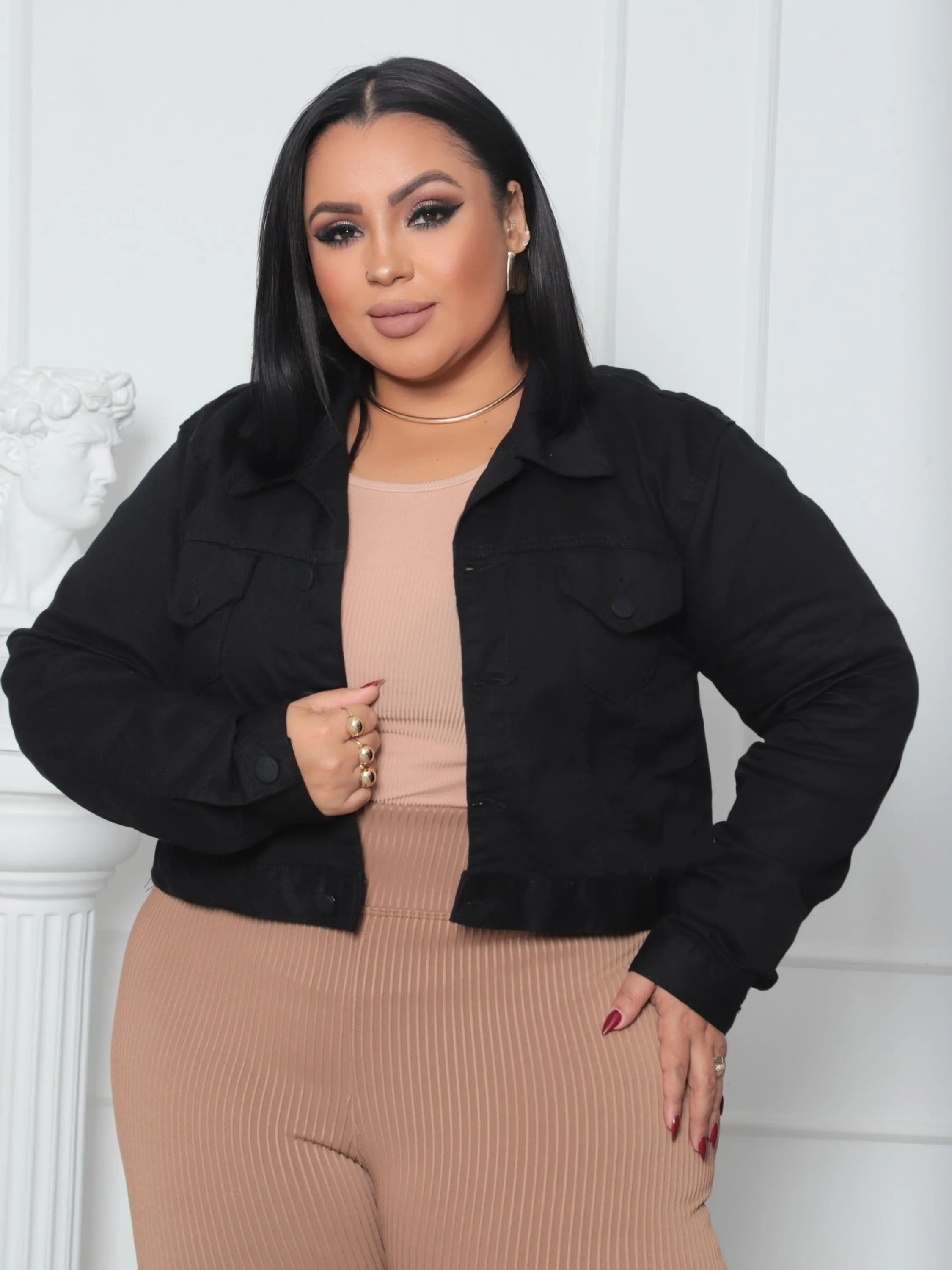 Jaqueta Feminina Plus Size Sarja ⭐