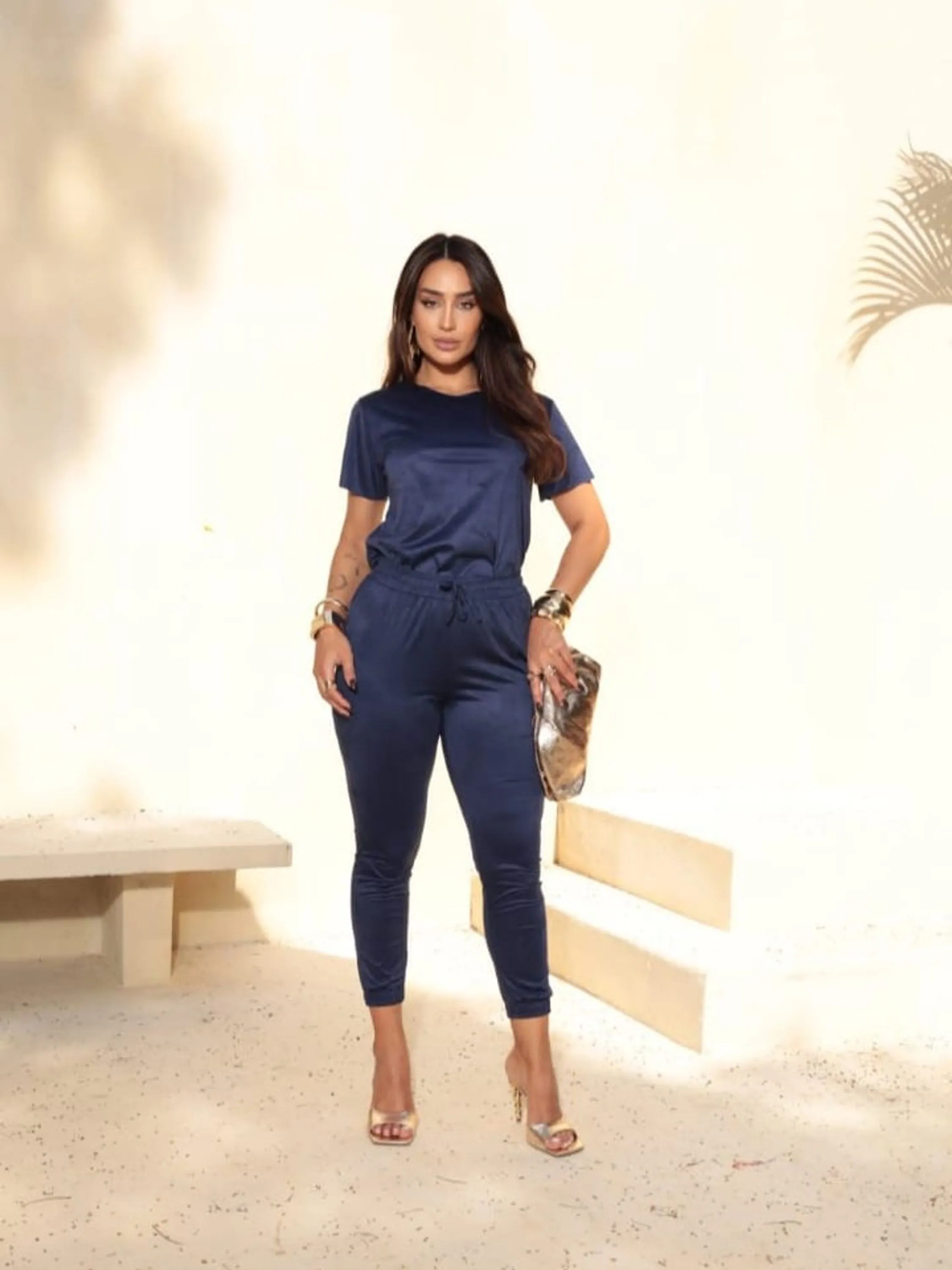 Conjunto Feminino Plus Size Jogger Suede ⭐