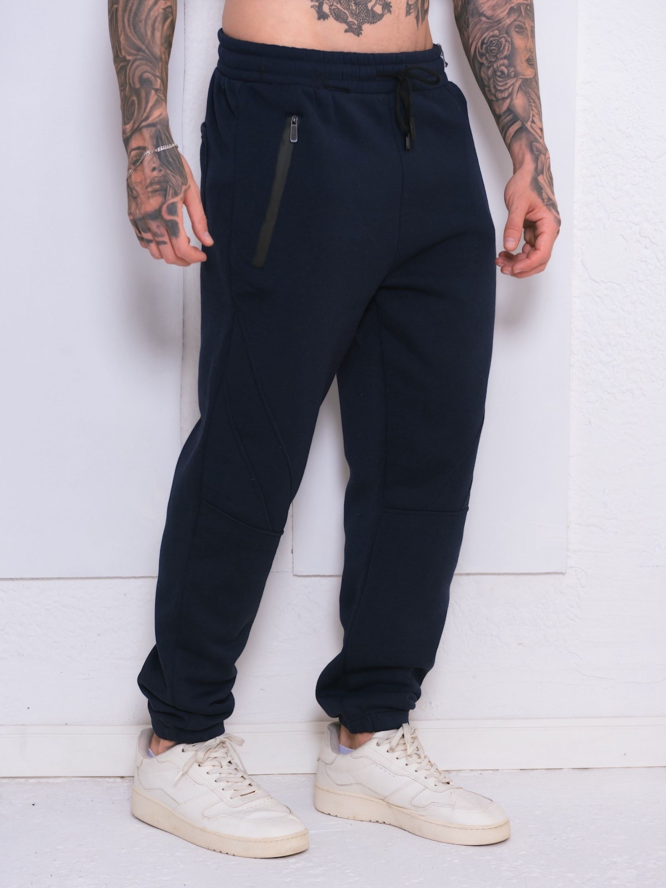 calças de moletom com lã masculinas