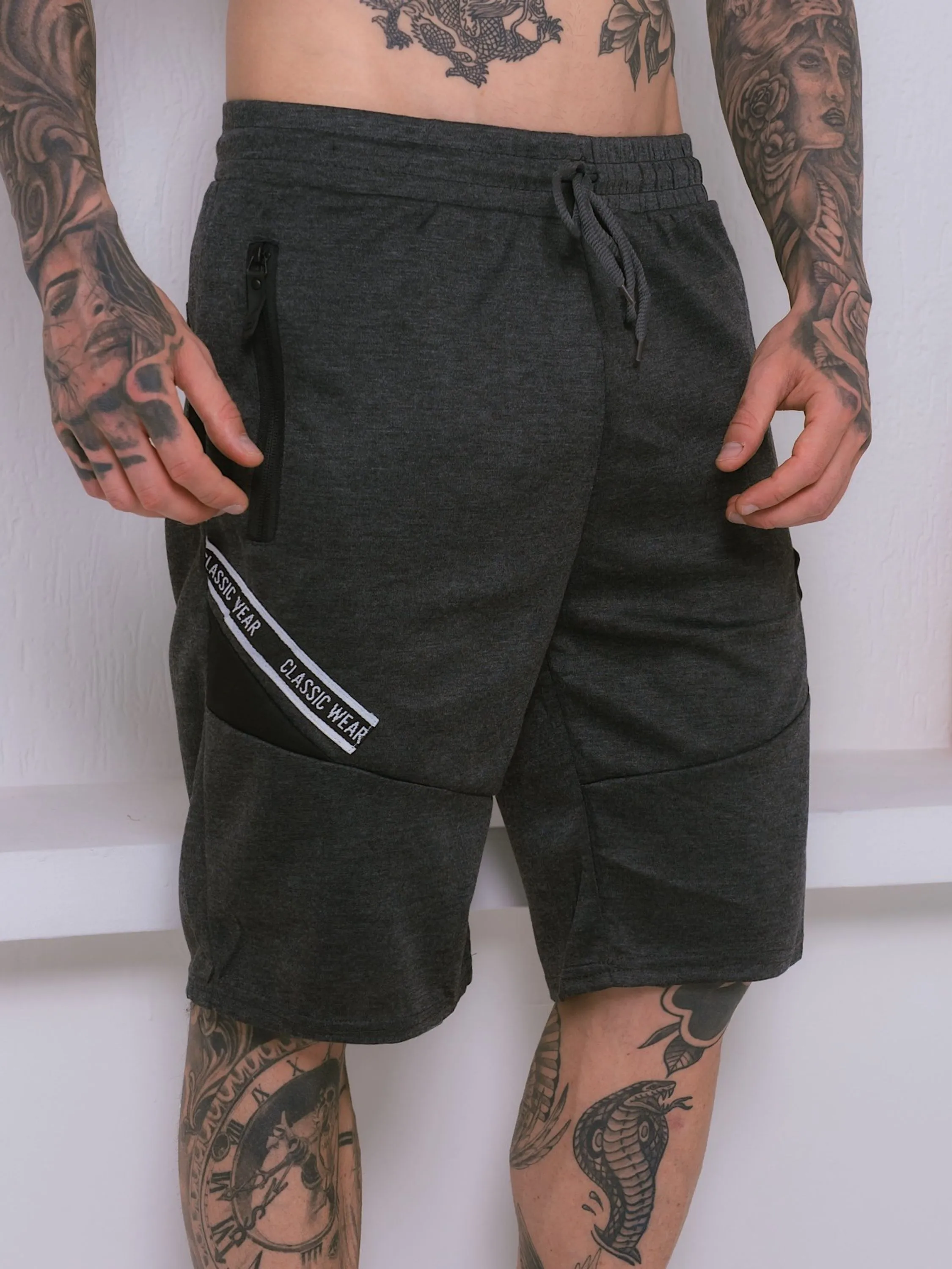 Shorts moletom masculina /Bolsos com ziper /Cintura elástica