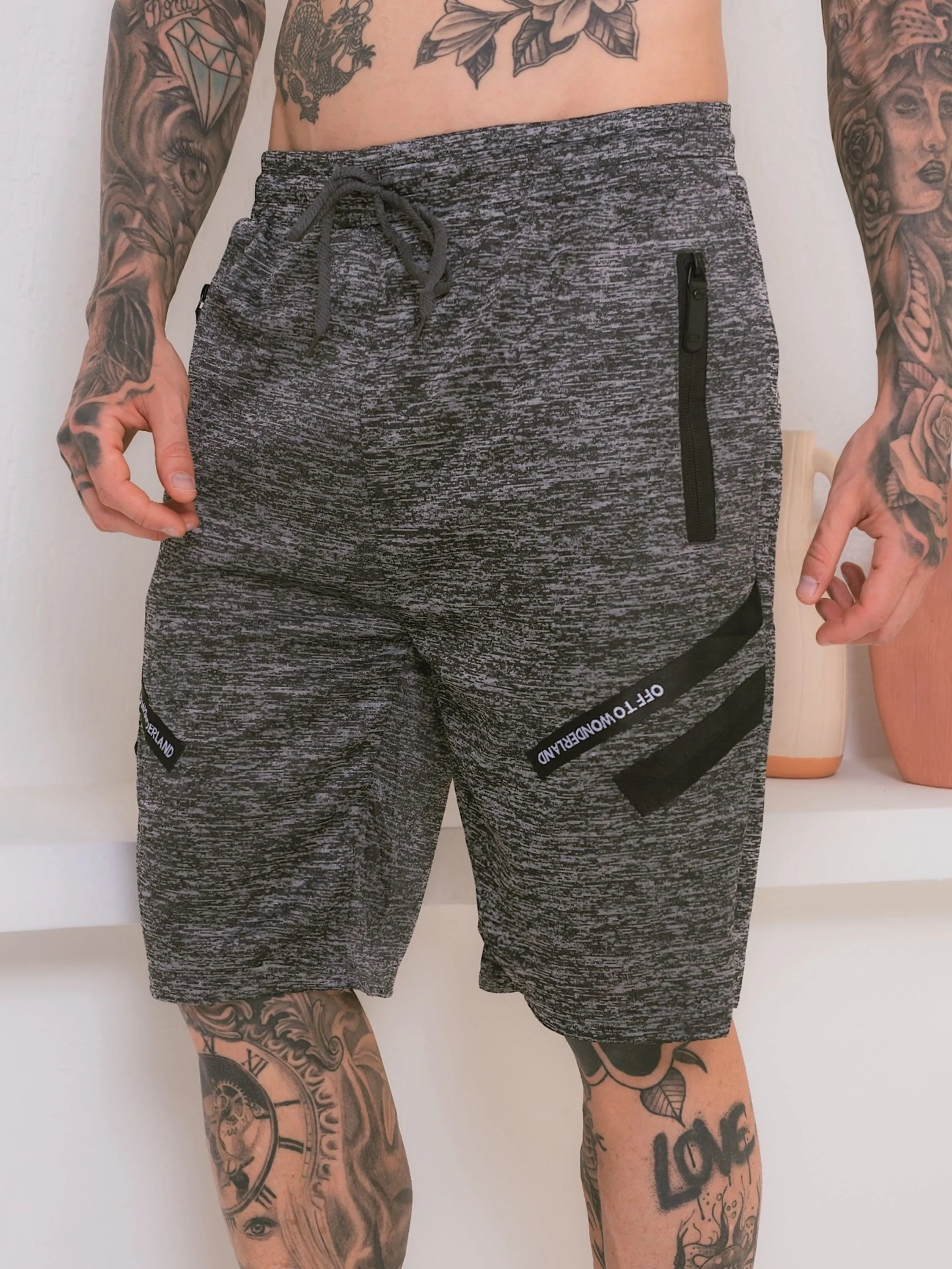 Shorts moletom masculina /Bolsos com ziper /Cintura elástica