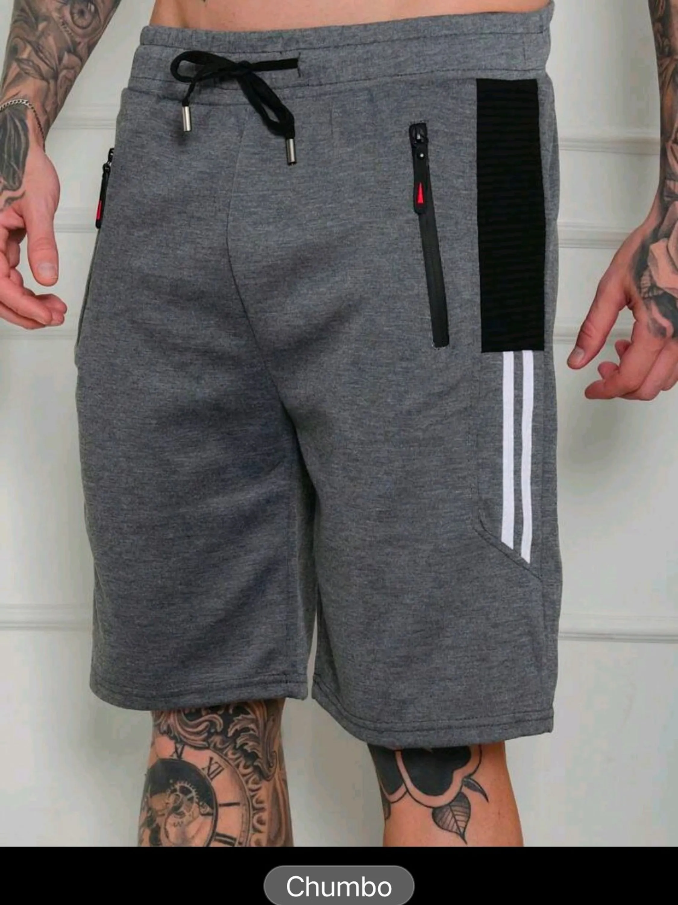 Bermuda  moletom masculina Bolsos com ziper