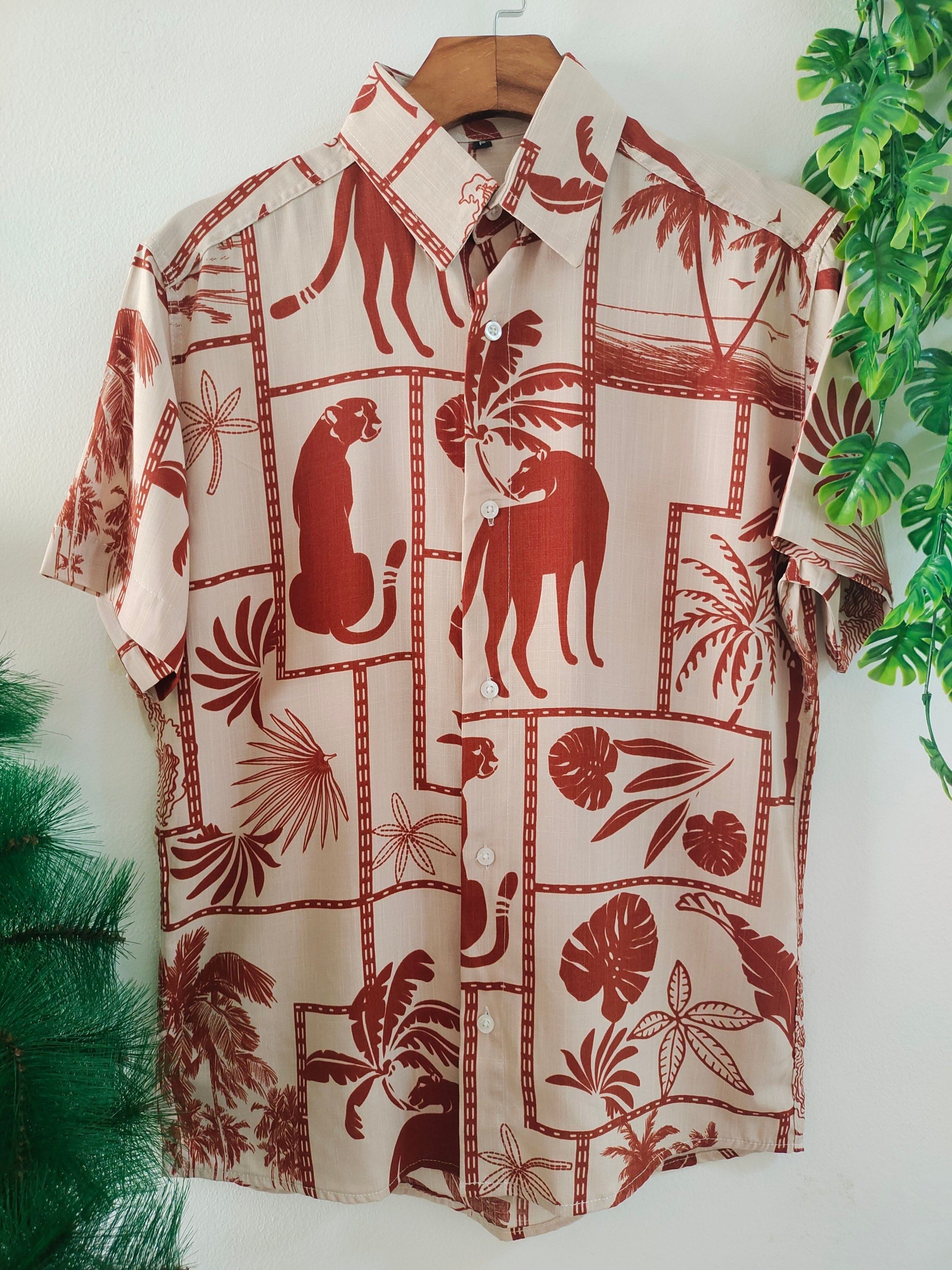 Camisa Floral Havaiana Praia Verão Masculino Manga Curta De Botão Tecido100% Viscose encolhe um pouquinho