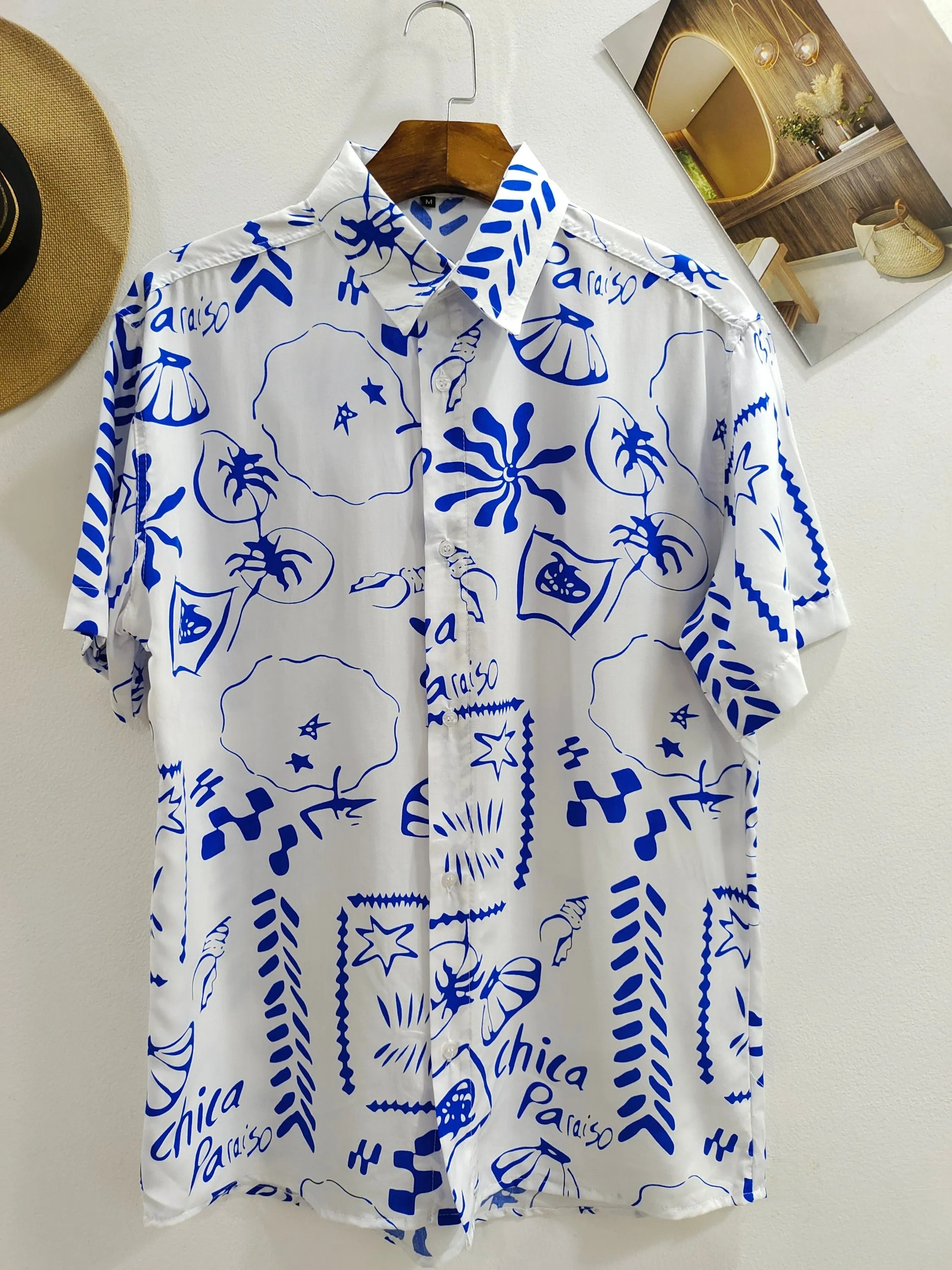 Camisa Floral Havaiana Praia Verão Masculino Manga Curta De Botão Tecido100% Viscose  encolhe um pouquinho