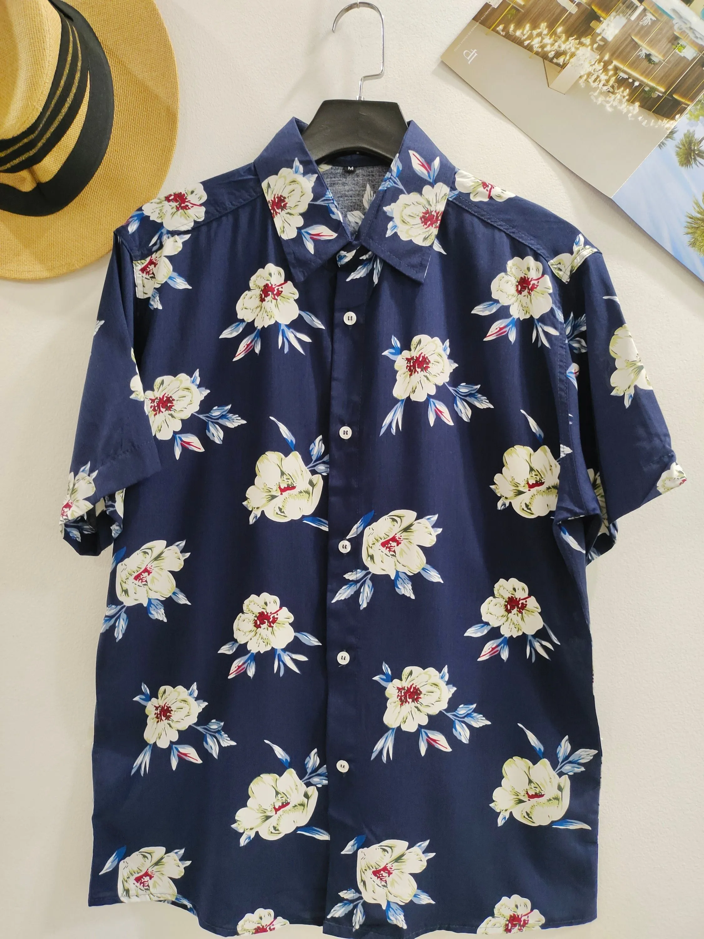 Camisa Floral Havaiana Praia Verão Masculino Manga Curta De Botão Tecido100% Viscose  encolhe um pouquinho