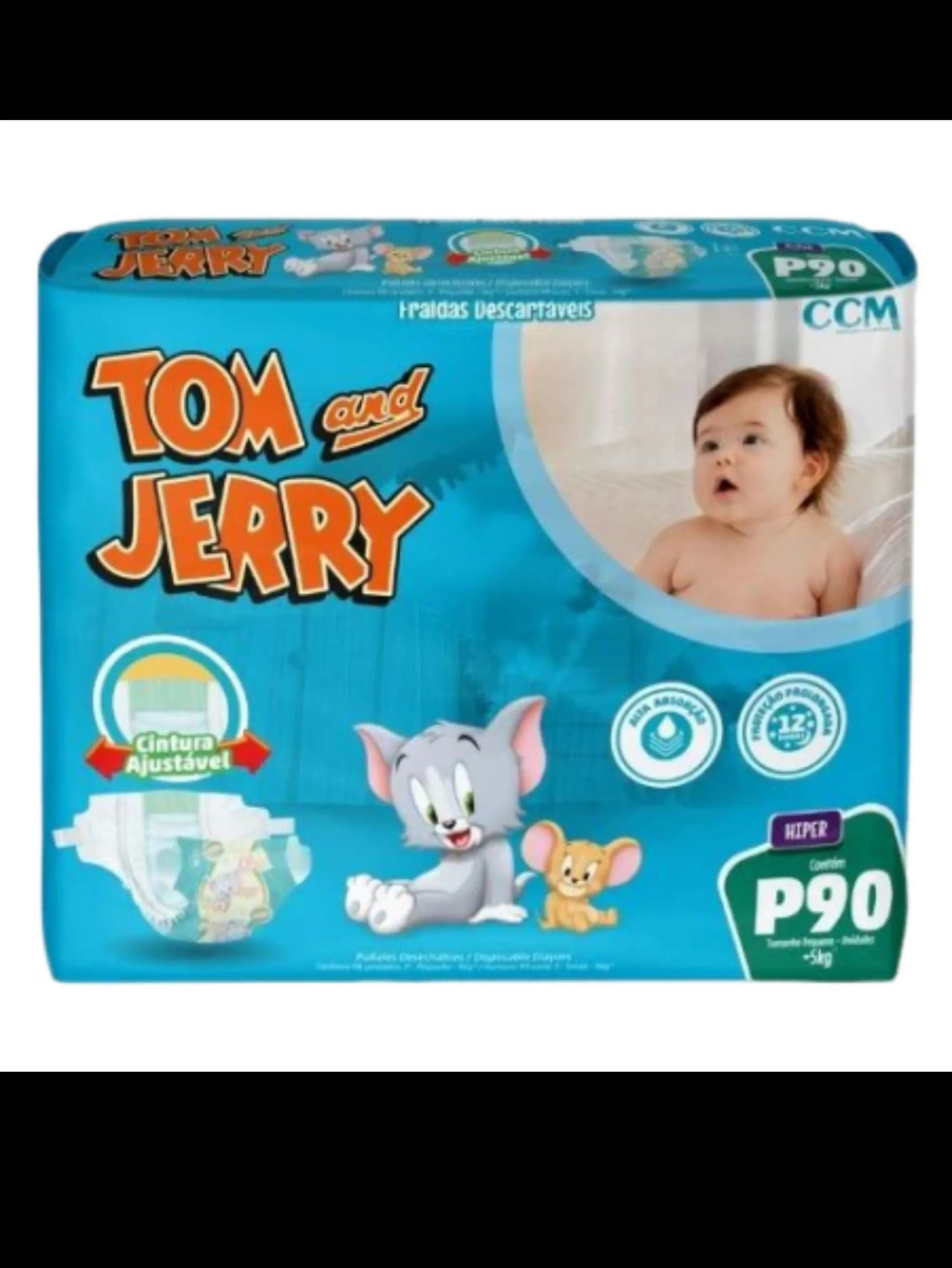 Fraldas Descartavel Tom e Jerry Hiper Pacote Tamanho P - 90 Unid