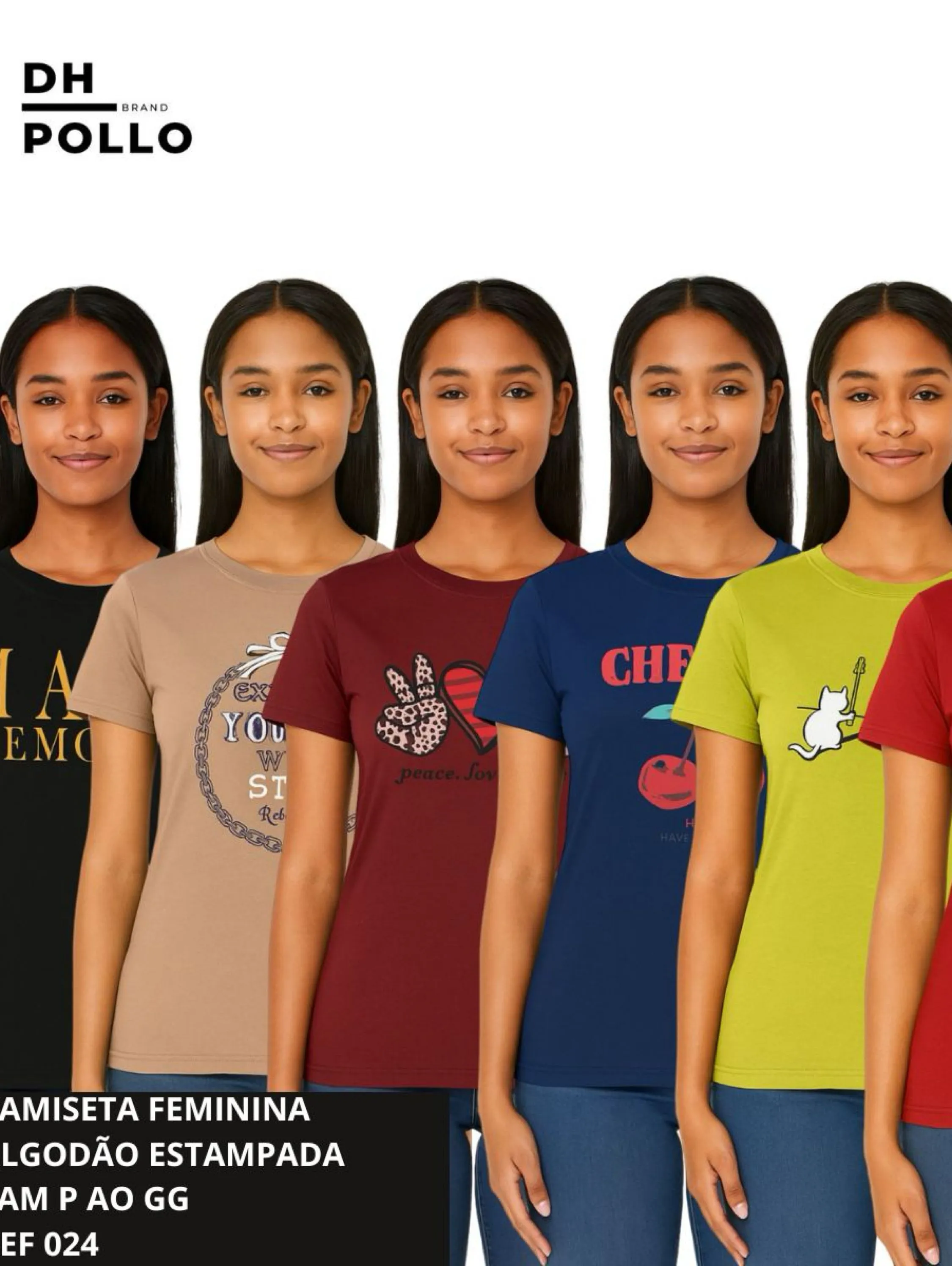 Kit 12 Camiseta Algodão Estampada Feminina