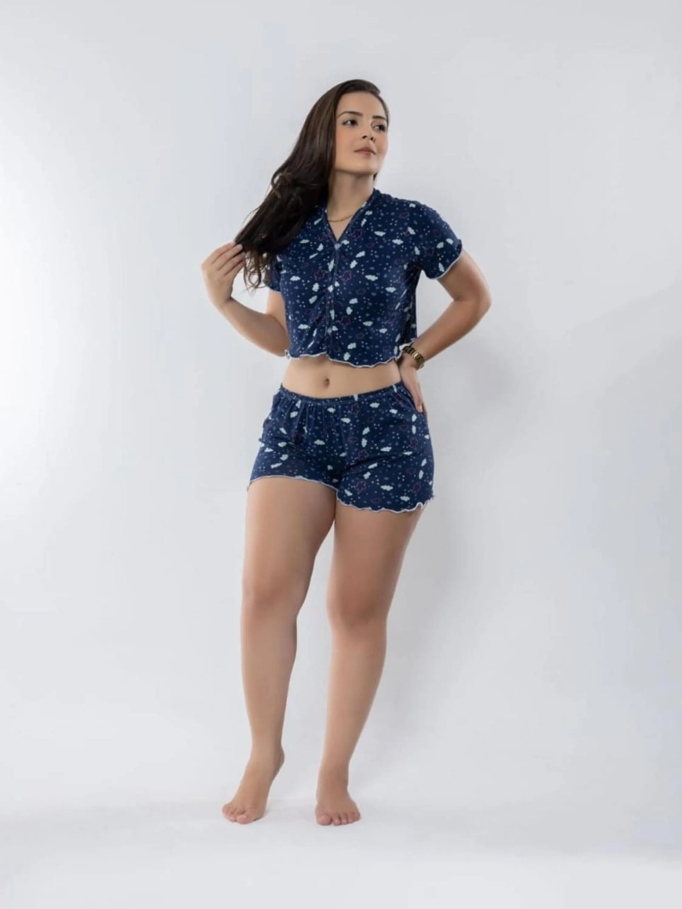 KIT 6 PIJAMINHAS DE MANGUINHA FEM