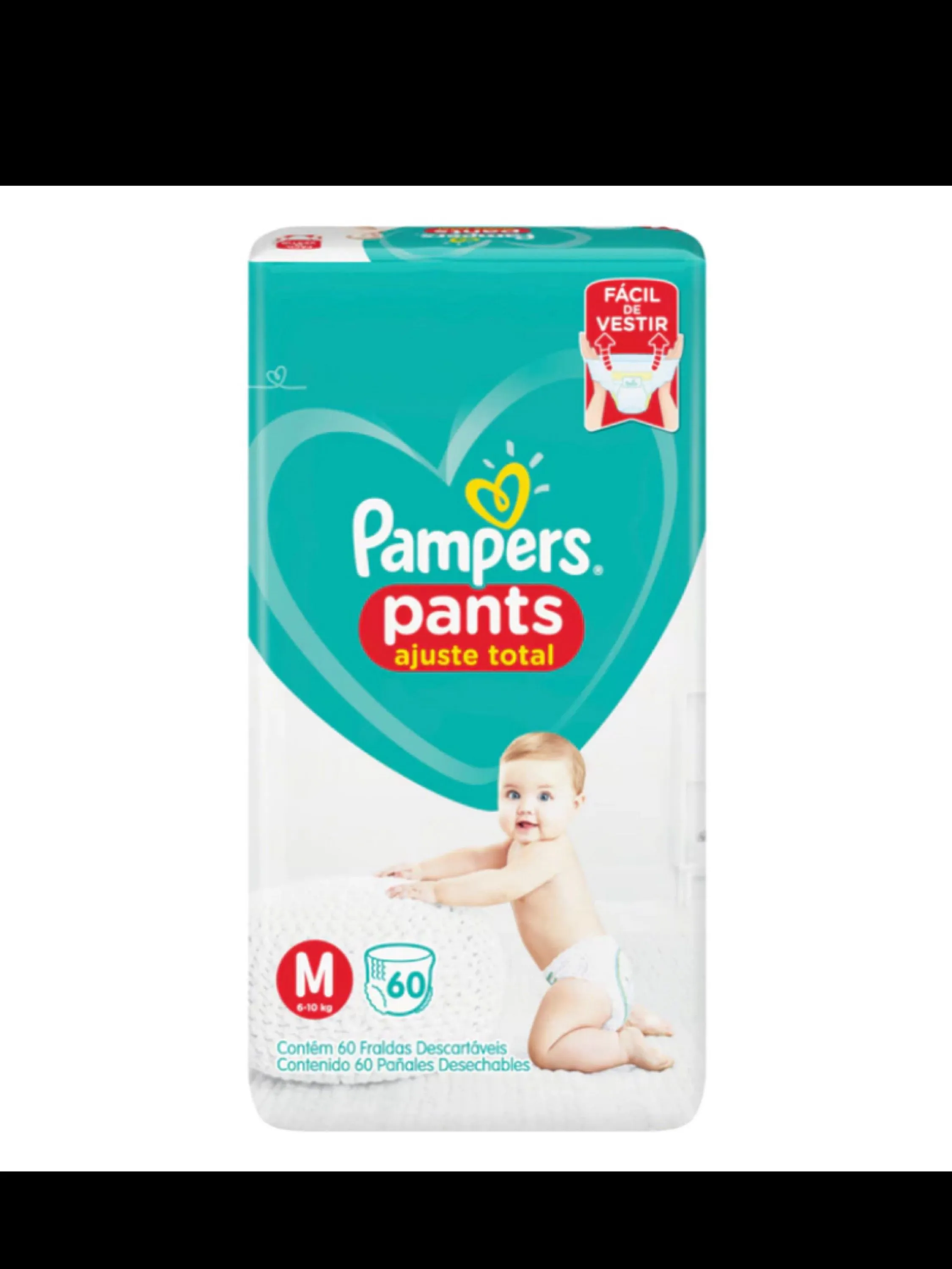 Fralda Pampers Ajuste Total Pants Calça Tam. M - 6 a 10kg 60 Unidades