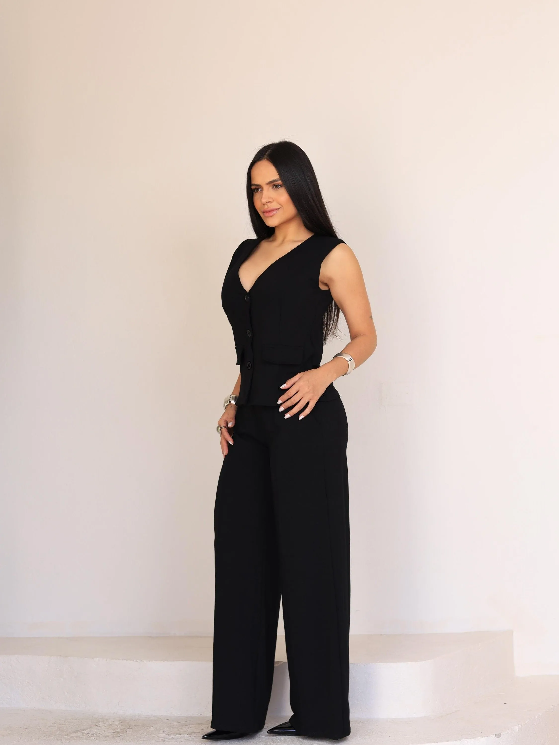 Conjunto de colete e calça em moletinho