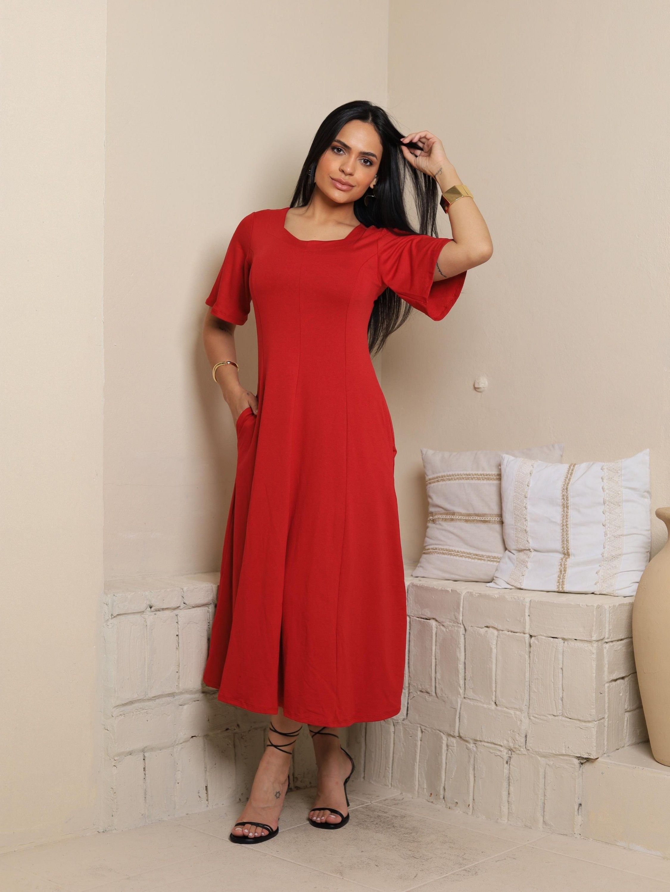 Vestido em moletinho midi