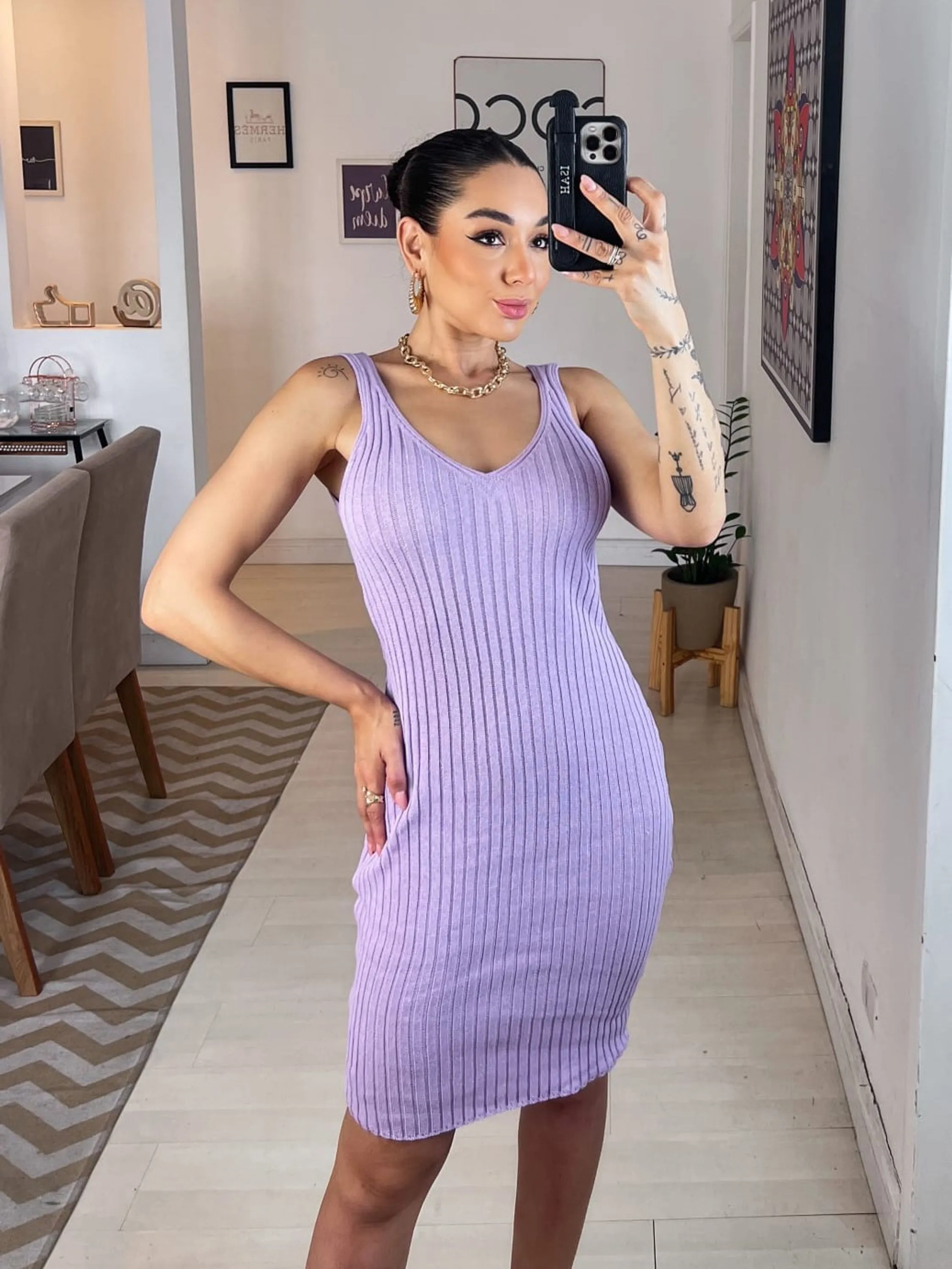Vestido MIDI em tricô tubinho