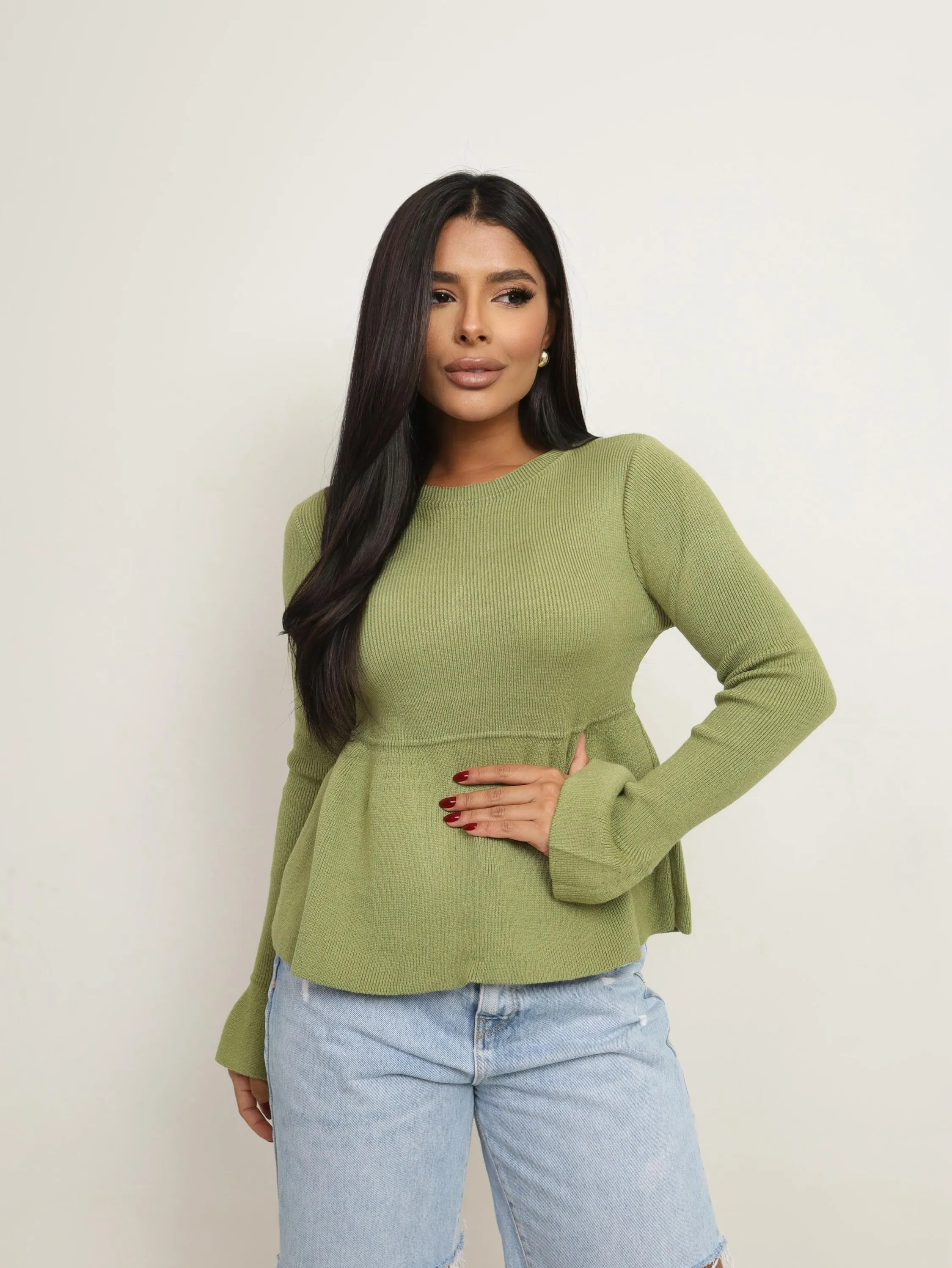 Blusa Peplum fio modal tamanho único veste até 42