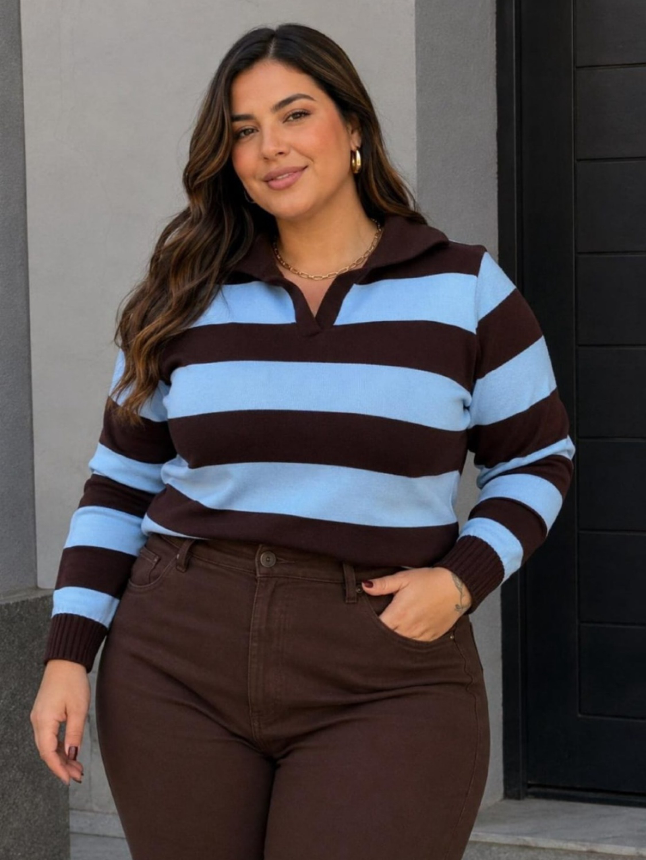 Blusa gola Polo fio modal Plus size