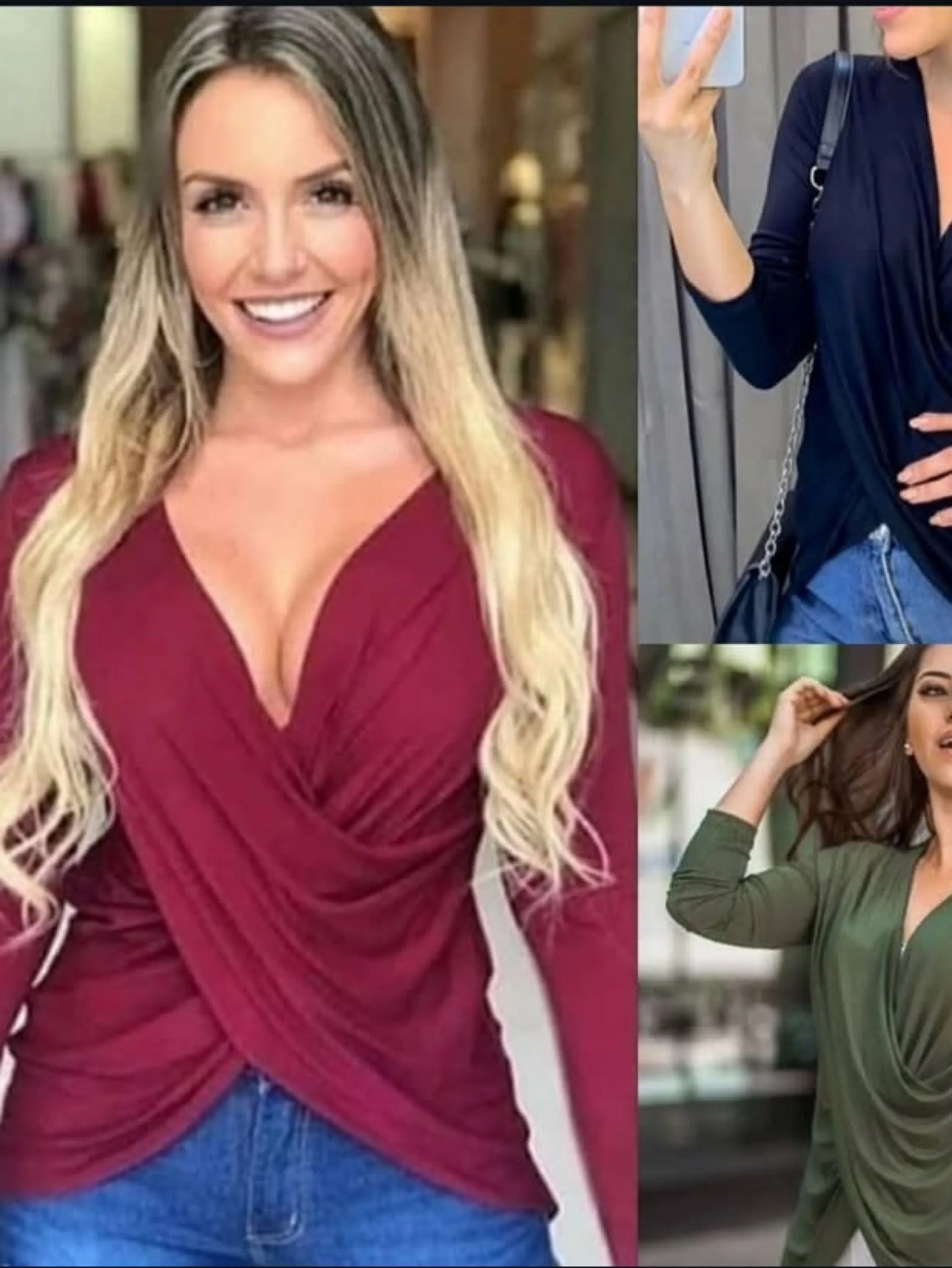 Blusa transpassada manga longa em viscolycra