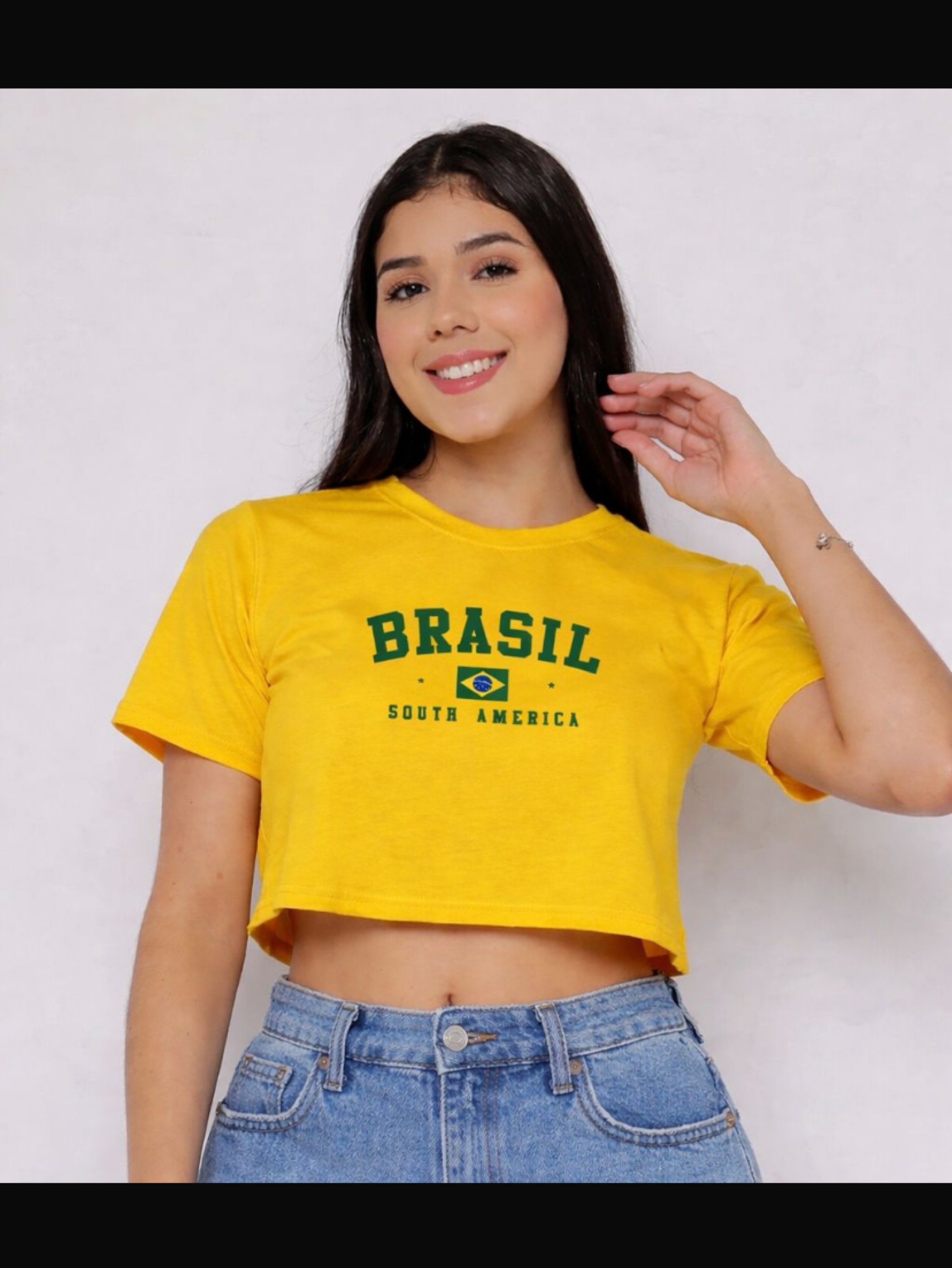 Kit com 3 crooped Brasil juvenil