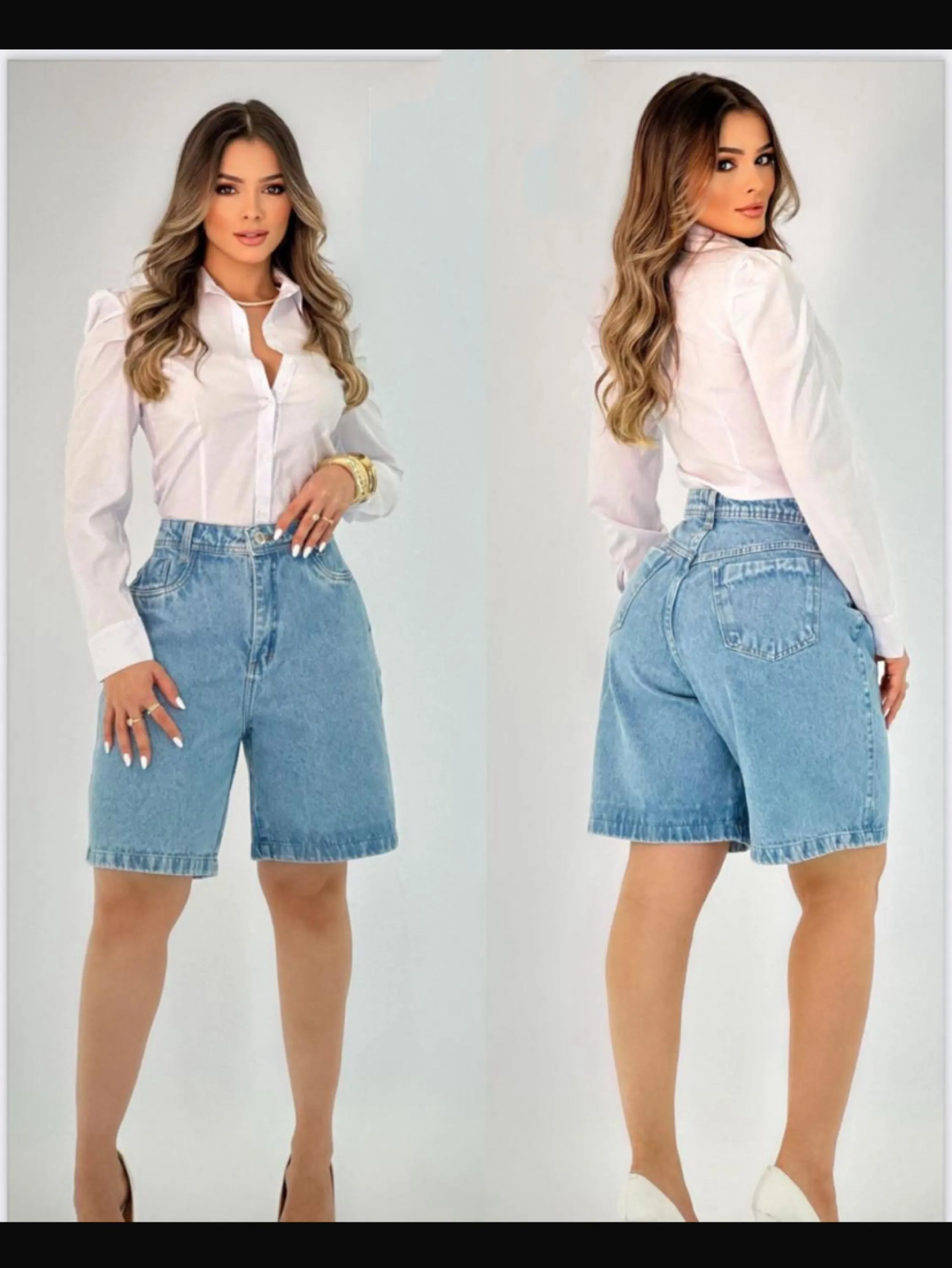 Bermuda jeans cintura média