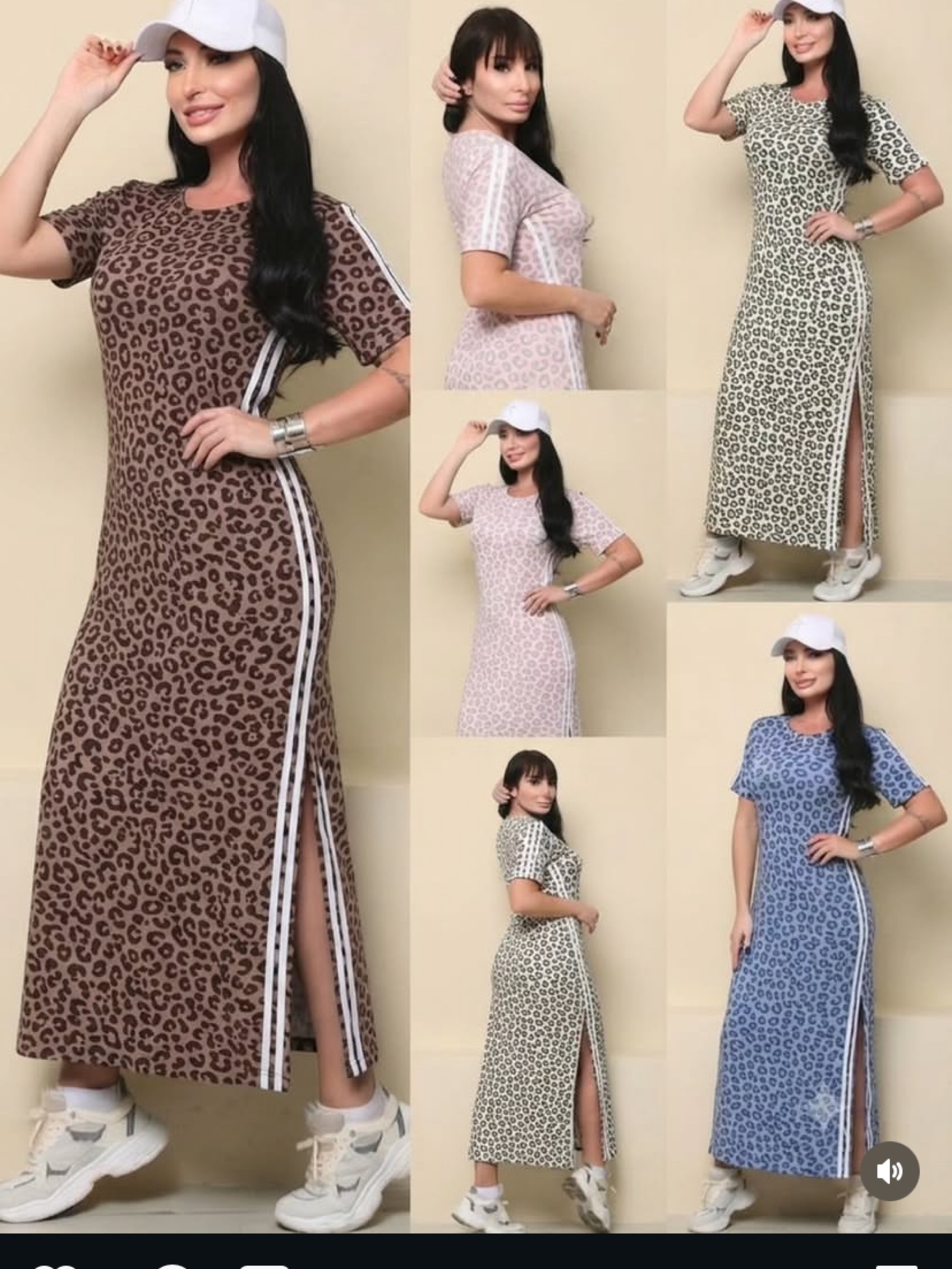Vestido longo com mangas estampado