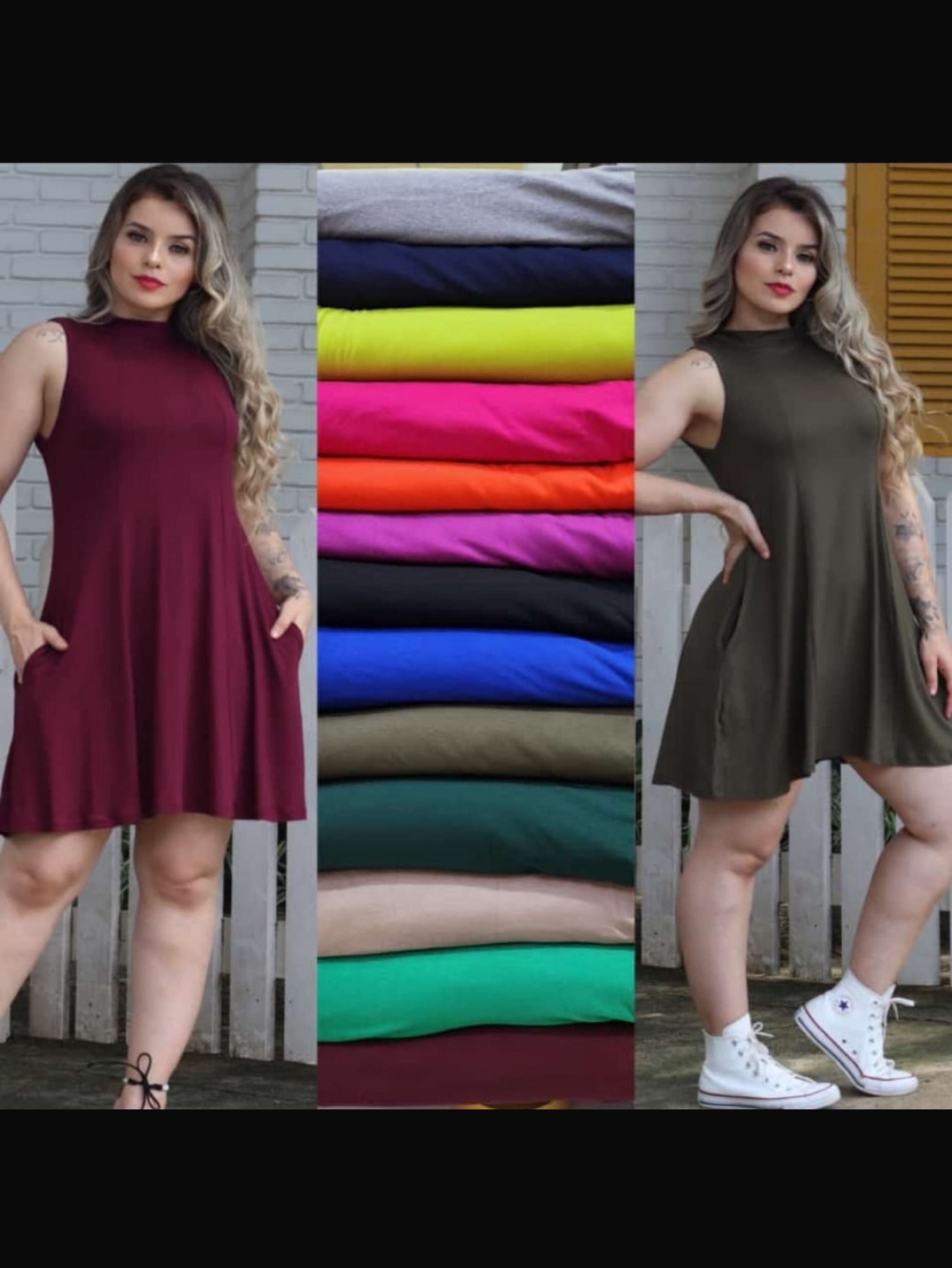 Vestido curto ,regata com gola tecido viscolycra