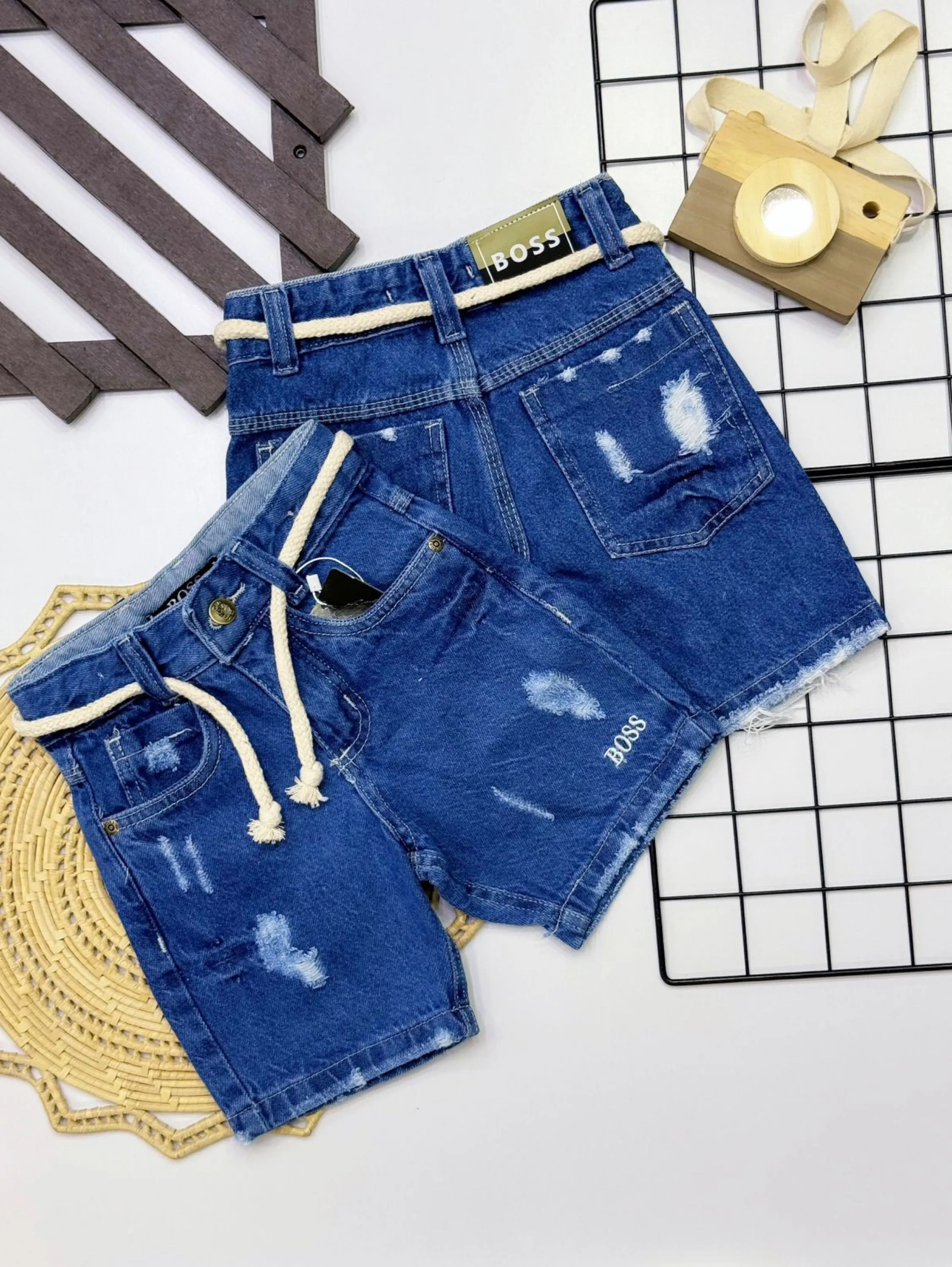 Bermuda jeans Boss infantil/juvenil