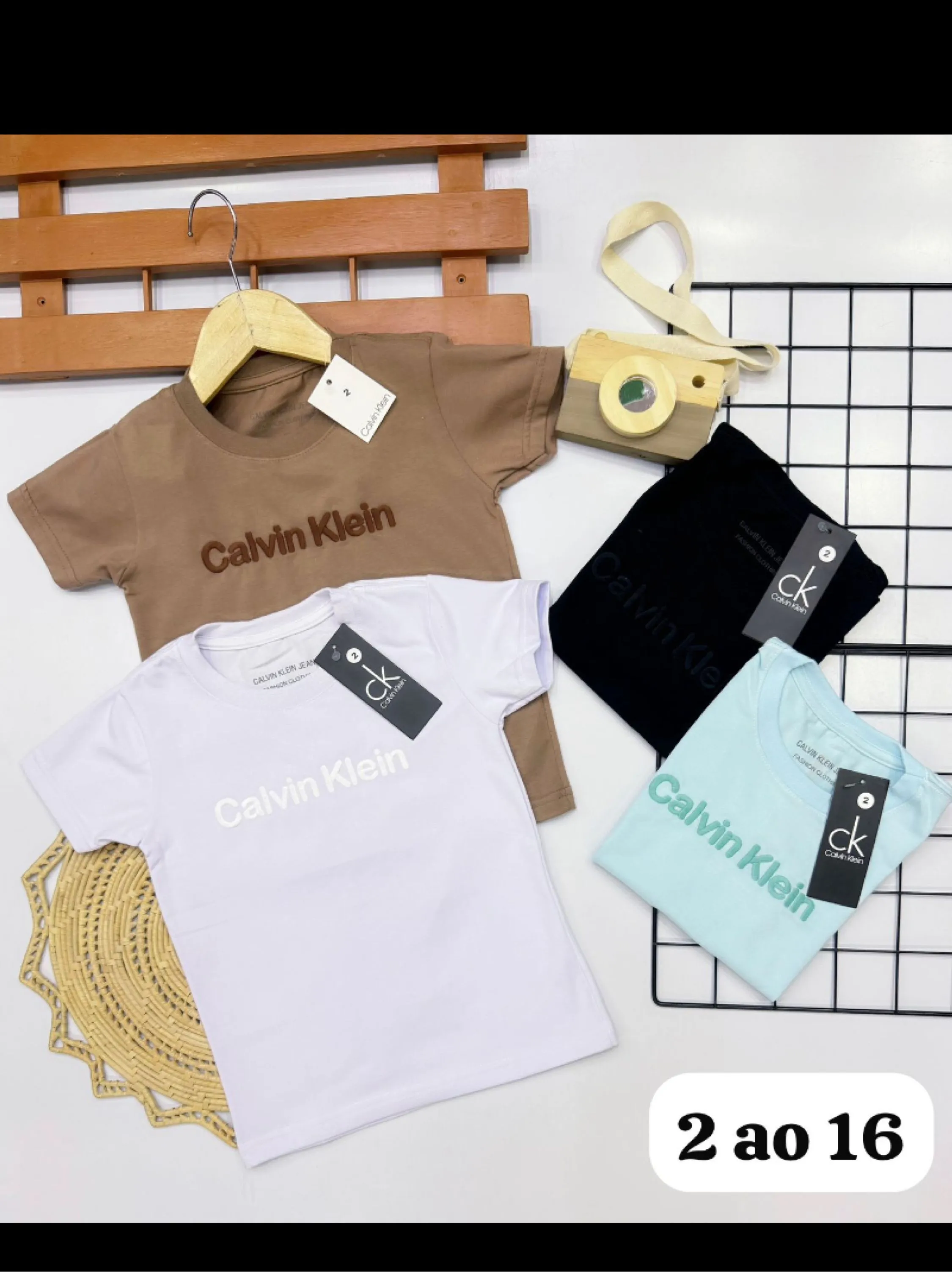 Camiseta Calvin Klein infantil malha peruana linha premium