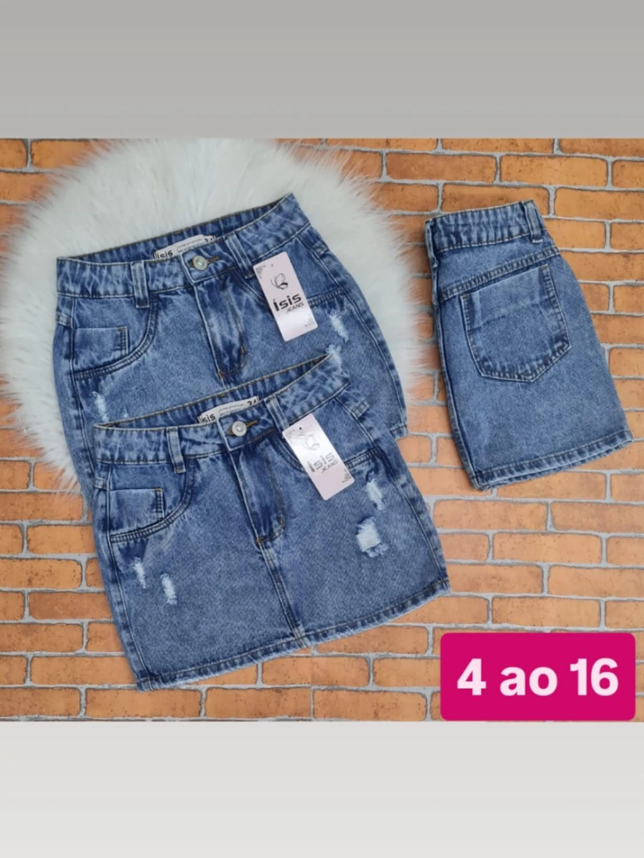 Mini saia jeans básica juvenil