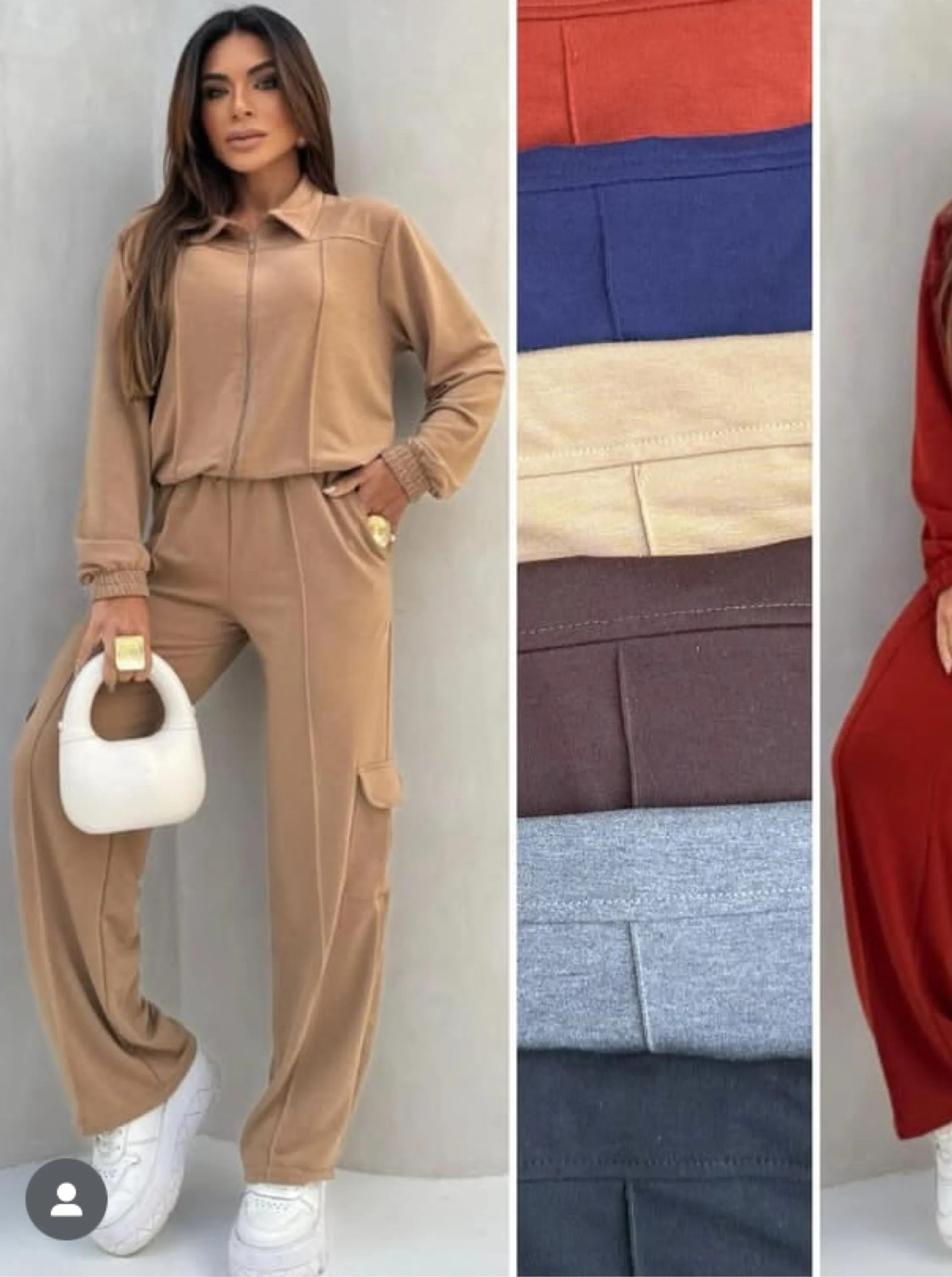 Conjunto calça e jaquetinha tecido Moletinho veste até 42