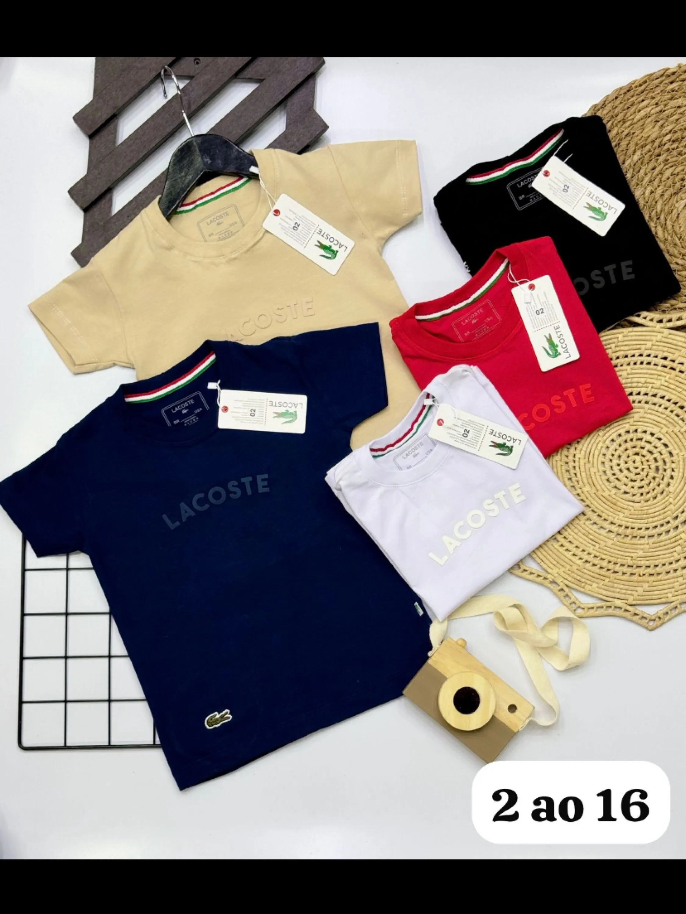 Camiseta Lacoste infantil malha peruana linha premium