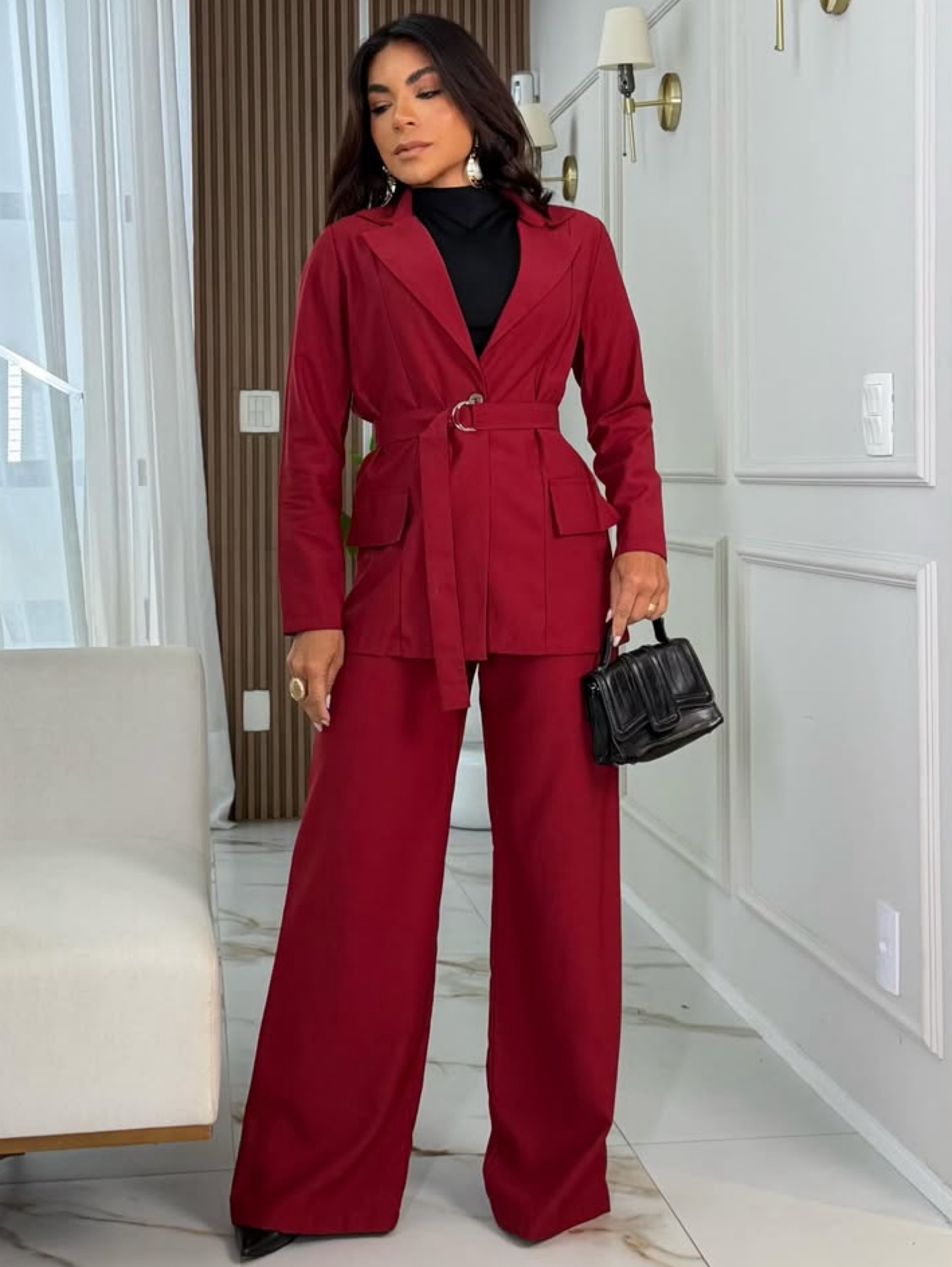 Kit com 3 conjuntos calça Pantalona e blusa